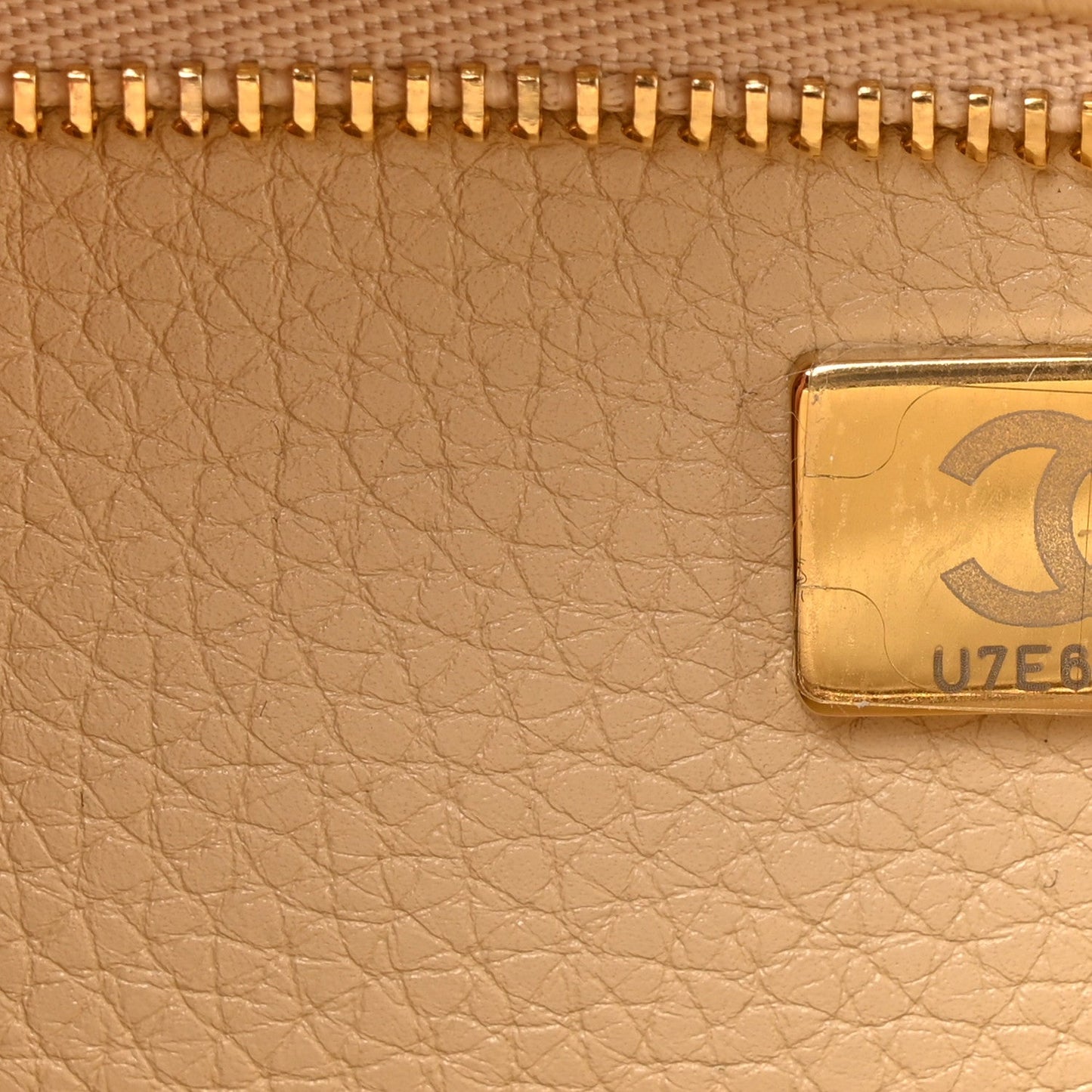 Grained Calfskin Stitched Urban Essentials Small Shopping Bag Beige