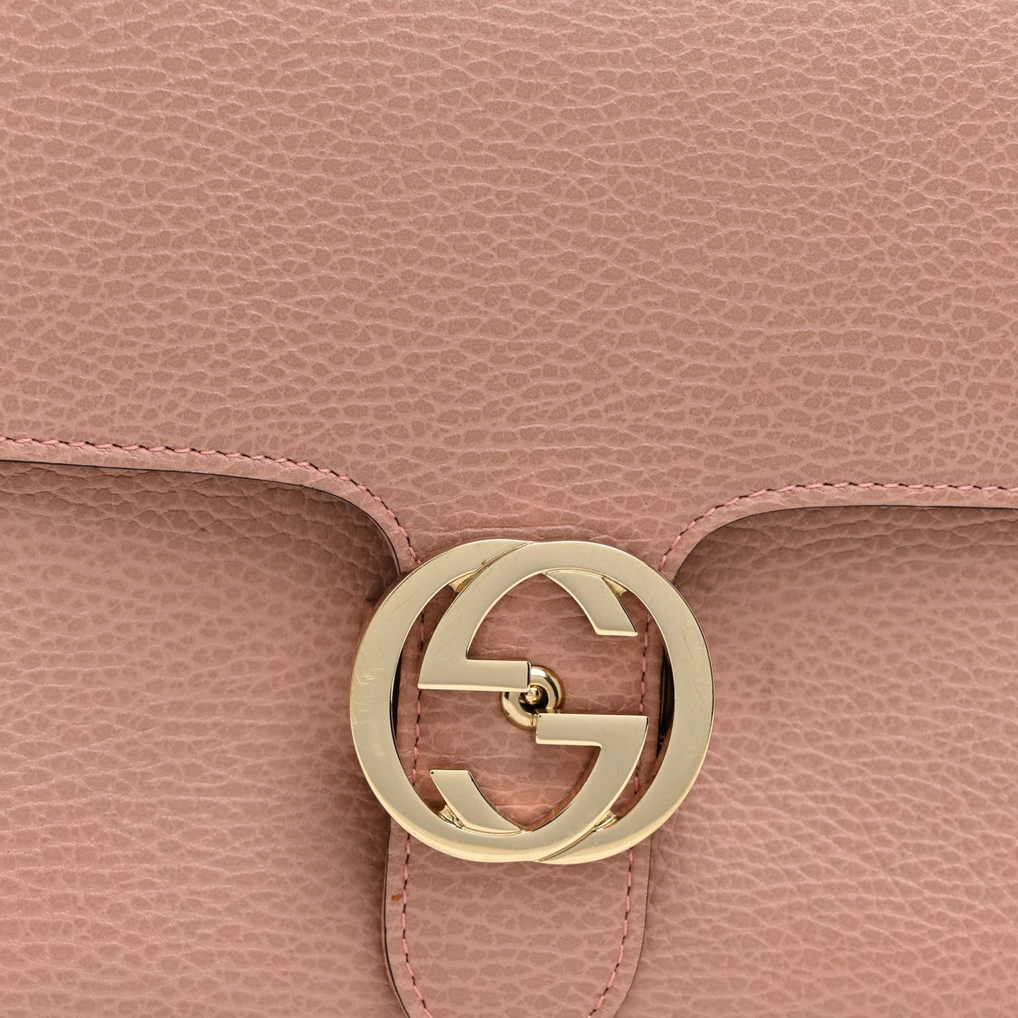 Dollar Calfskin Interlocking G Top Handle Shoulder Bag Soft Pink