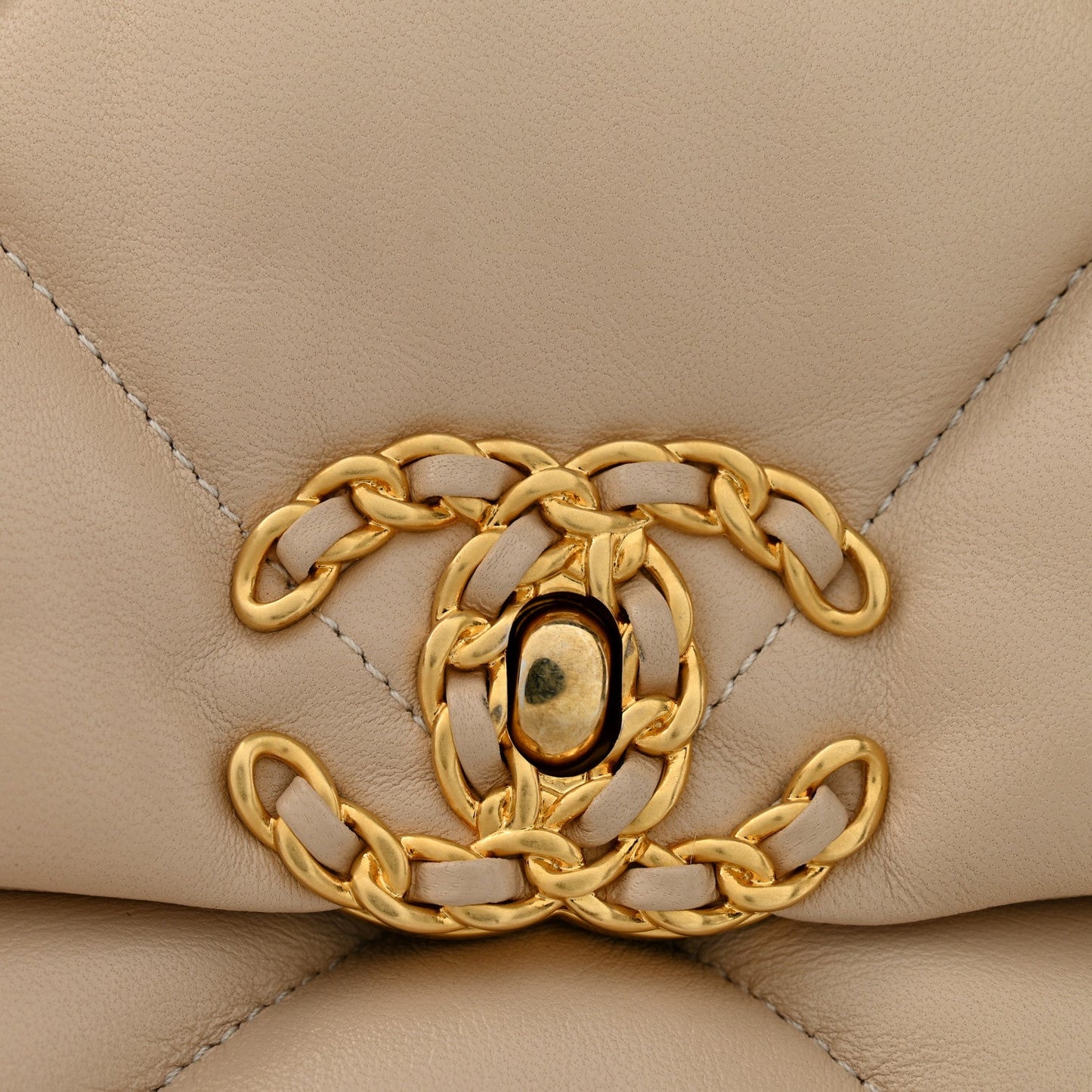 Lambskin Quilted Large Chanel 19 Flap Beige