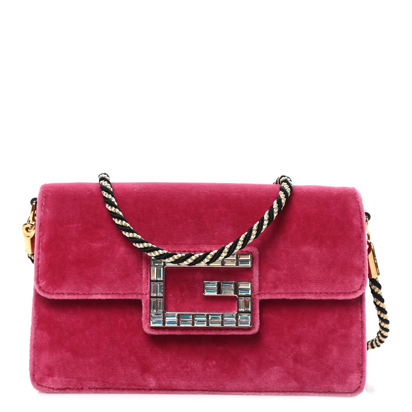 Velvet Crystal Square G Shoulder Bag Light Raspberry Rose