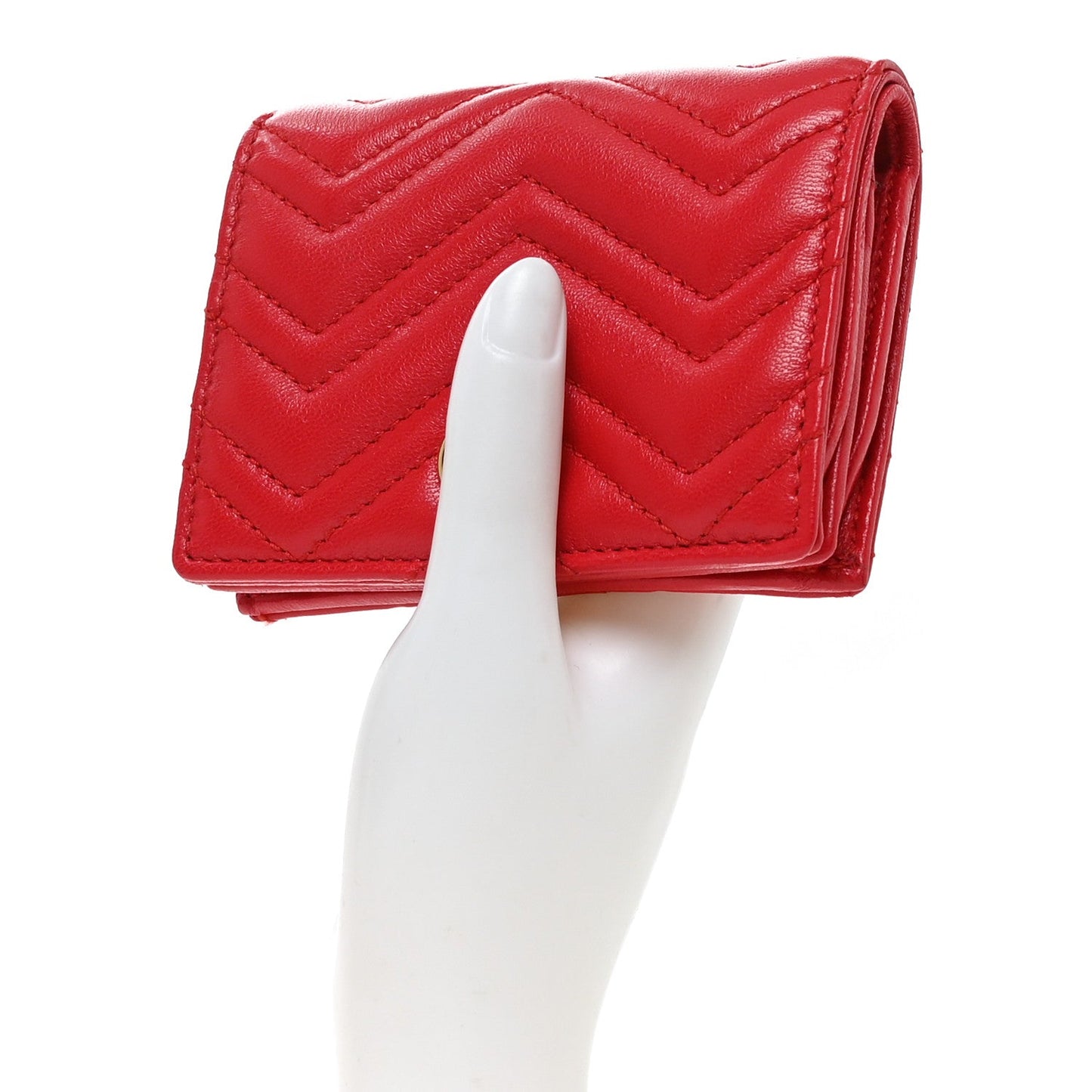 Calfskin Matelasse GG Marmont Card Case Wallet Bright Red