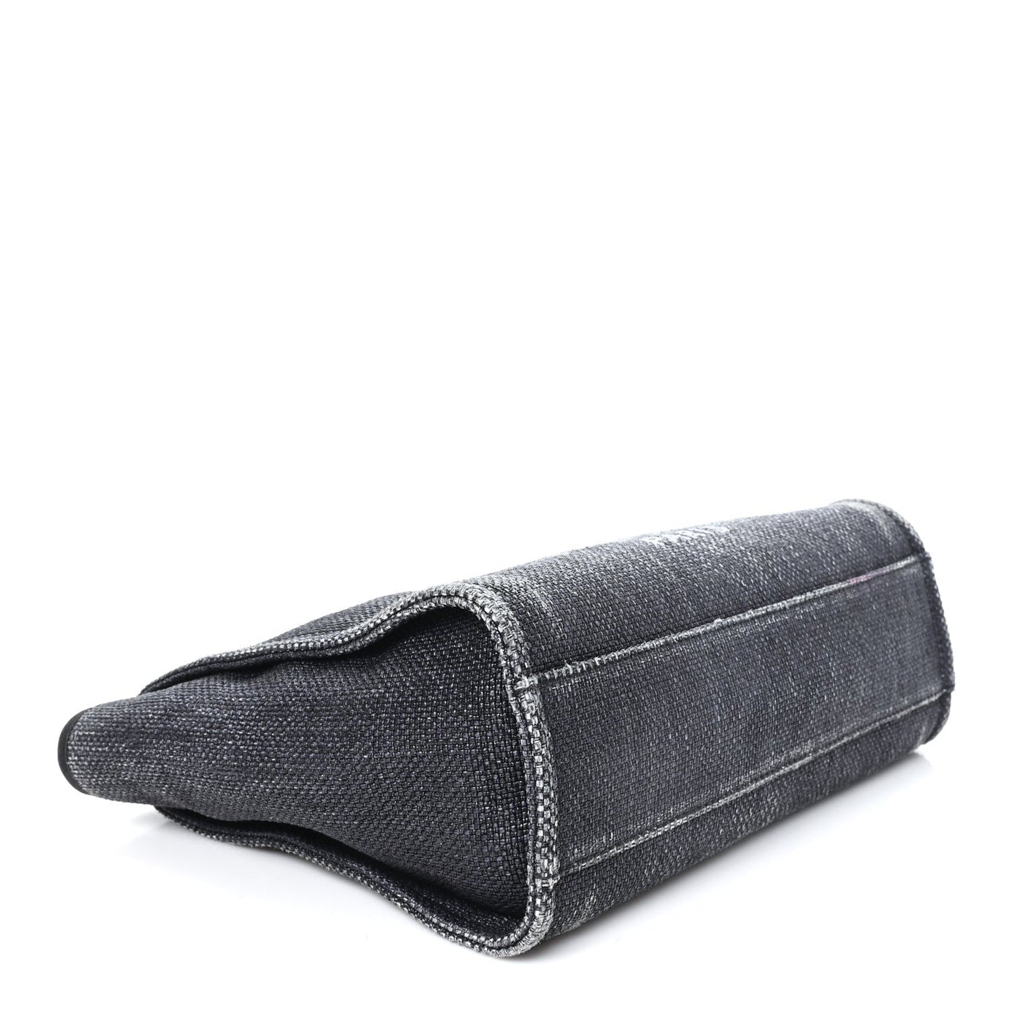 Woven Straw Raffia Small Deauville Tote Charcoal