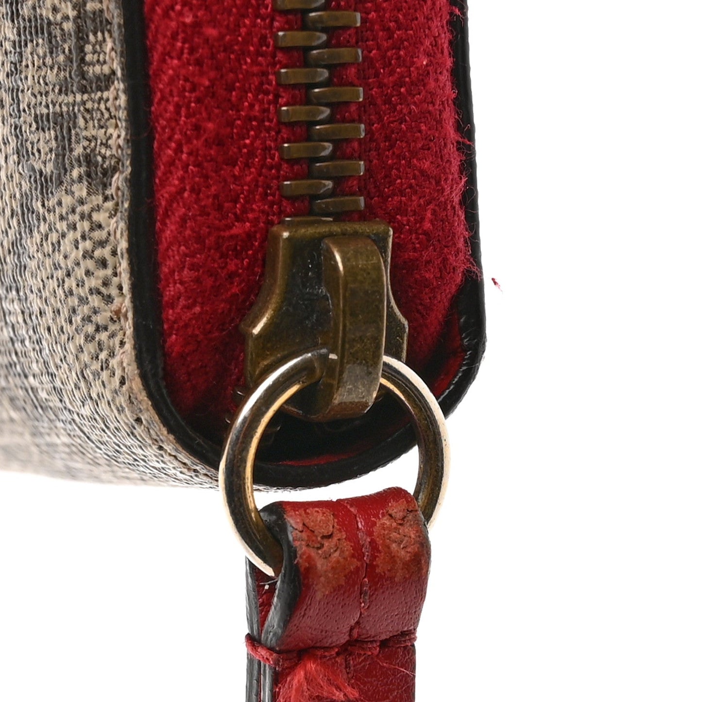 GG Supreme Monogram Cherries Zip Around Wallet Hibiscus Red