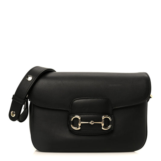 Arabella Calfskin Horsebit 1955 Soft Small Shoulder Bag Black