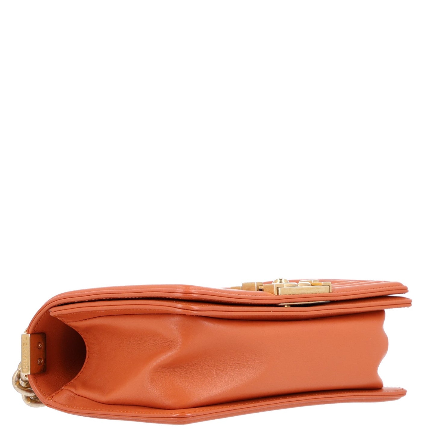 Calfskin Quilted Small Boy Flap Orange