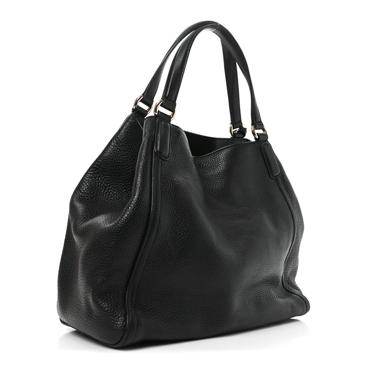 Pebbled Calfskin Medium Soho Shoulder Bag Black