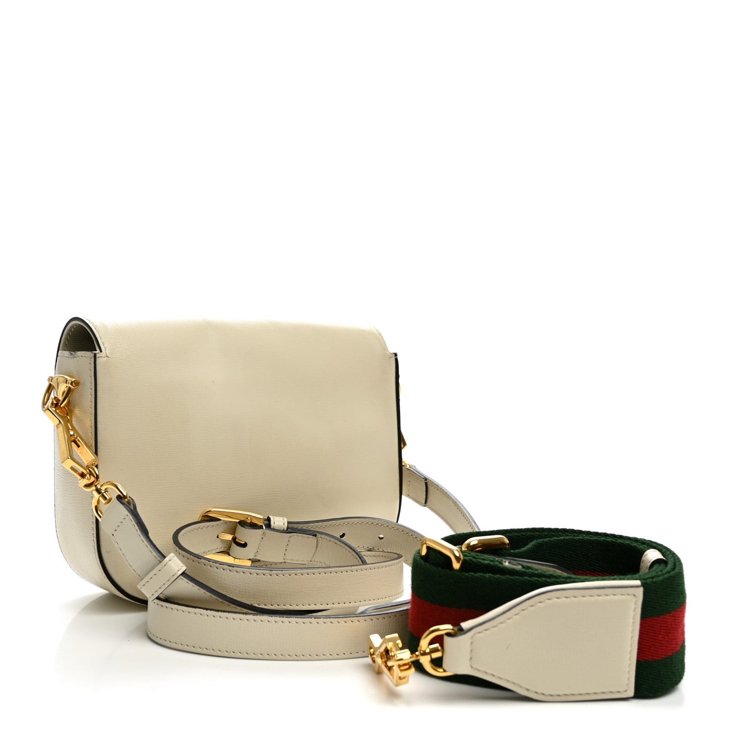 Azalea Calfskin Web Mini Horsebit 1955 Shoulder Bag Mystic White