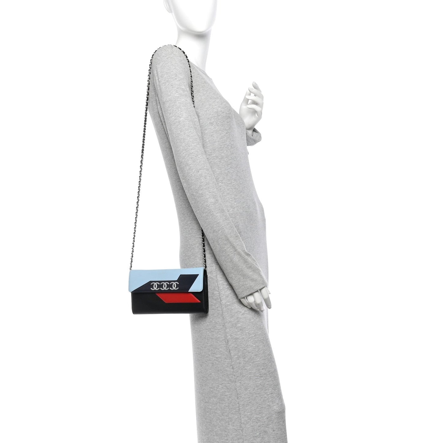 Lambskin Airlines Wallet On Chain WOC Blue Black Red