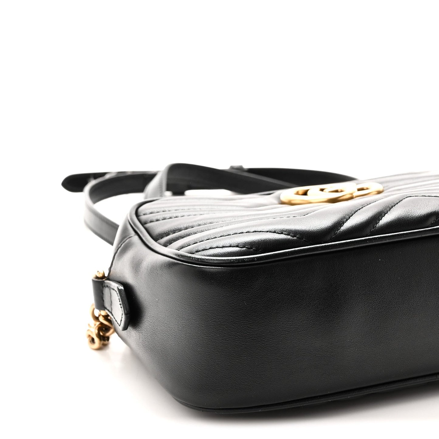 Calfskin Matelasse Small GG Marmont Chain Shoulder Bag Black