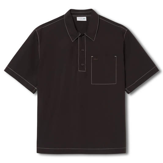 LACOSTE - RELAXED FIT  SHORT SLEEVED POPLIN  SHIRTS Men’s -BROWN-3LA