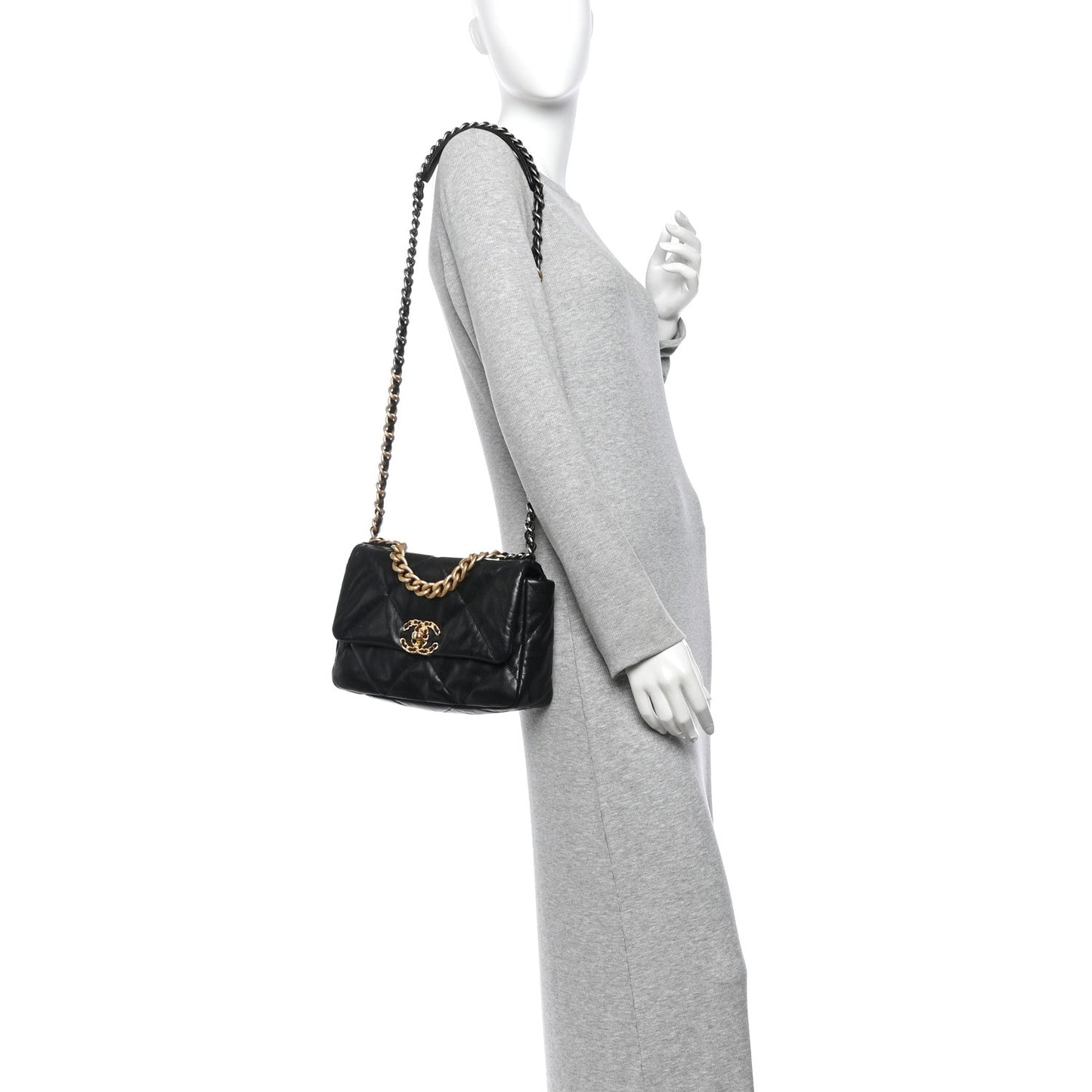 Goatskin Quilted Medium Chanel 19 Flap Black