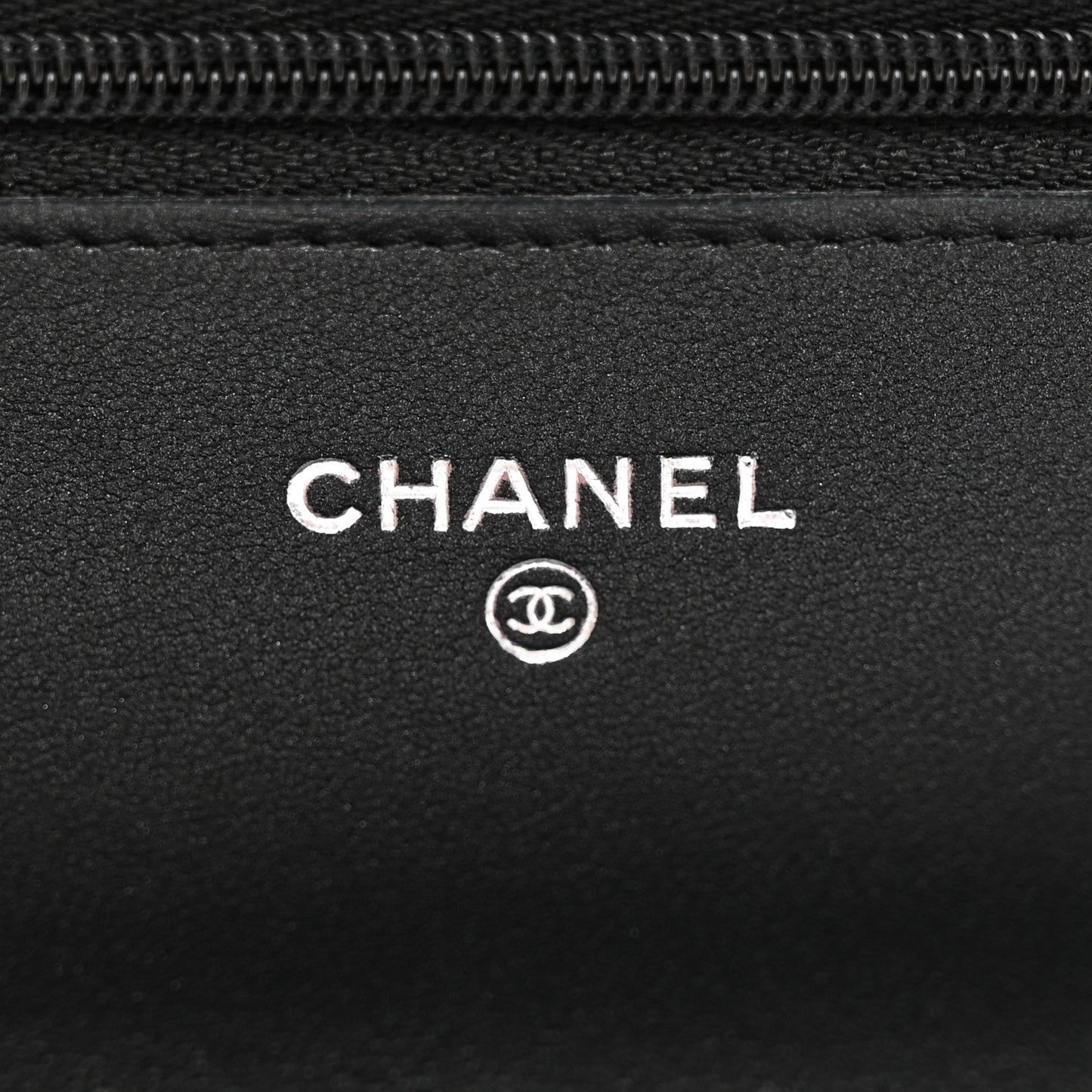 Pearly Lambskin Quilted Wallet On Chain WOC So Black