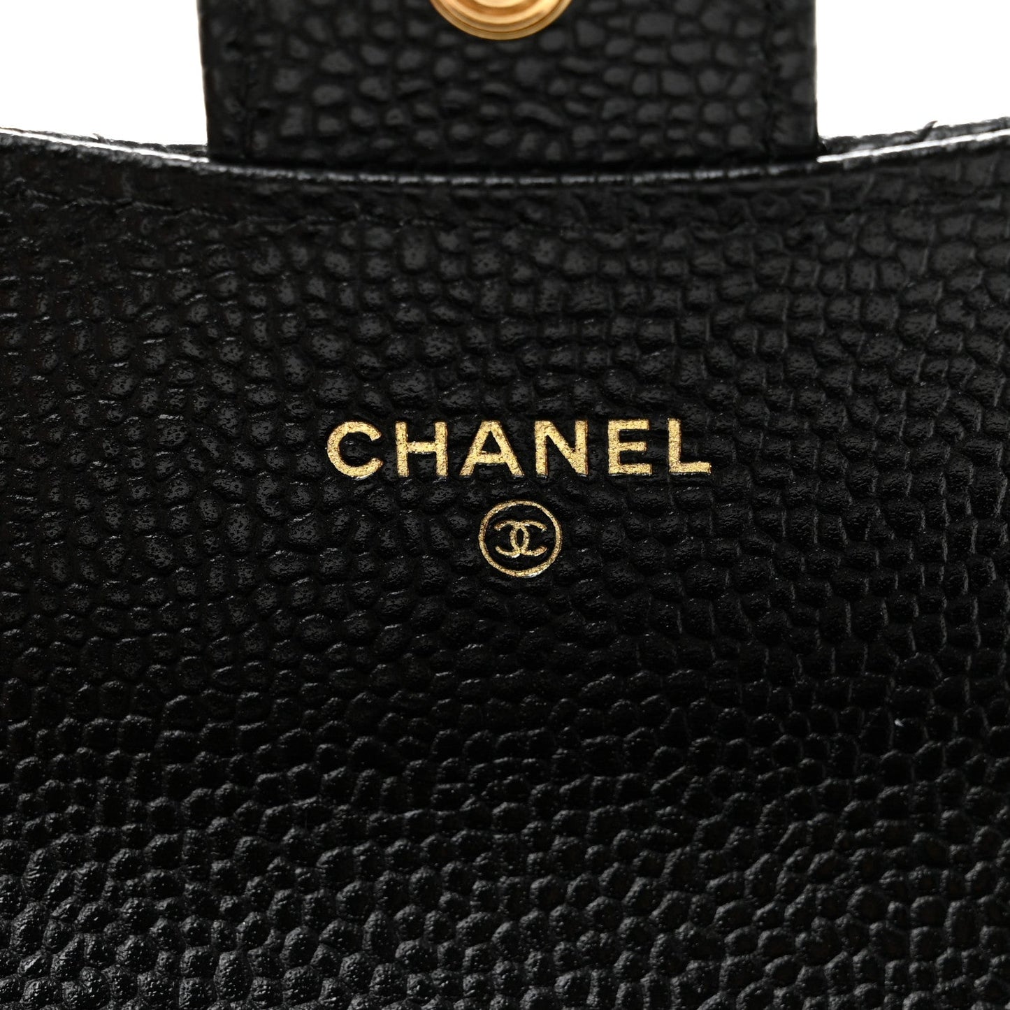 Caviar Quilted Flap Card Holder Wallet Black