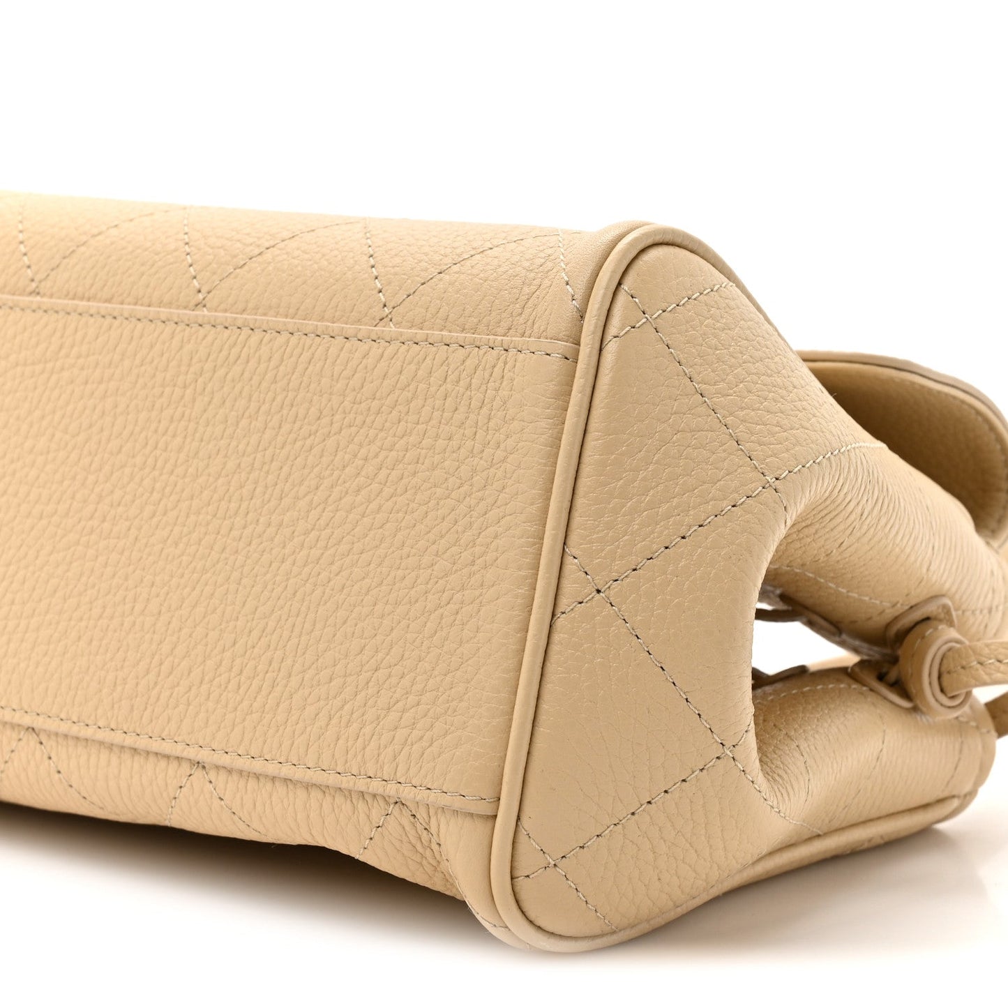 Grained Calfskin Stitched Urban Essentials Small Shopping Bag Beige