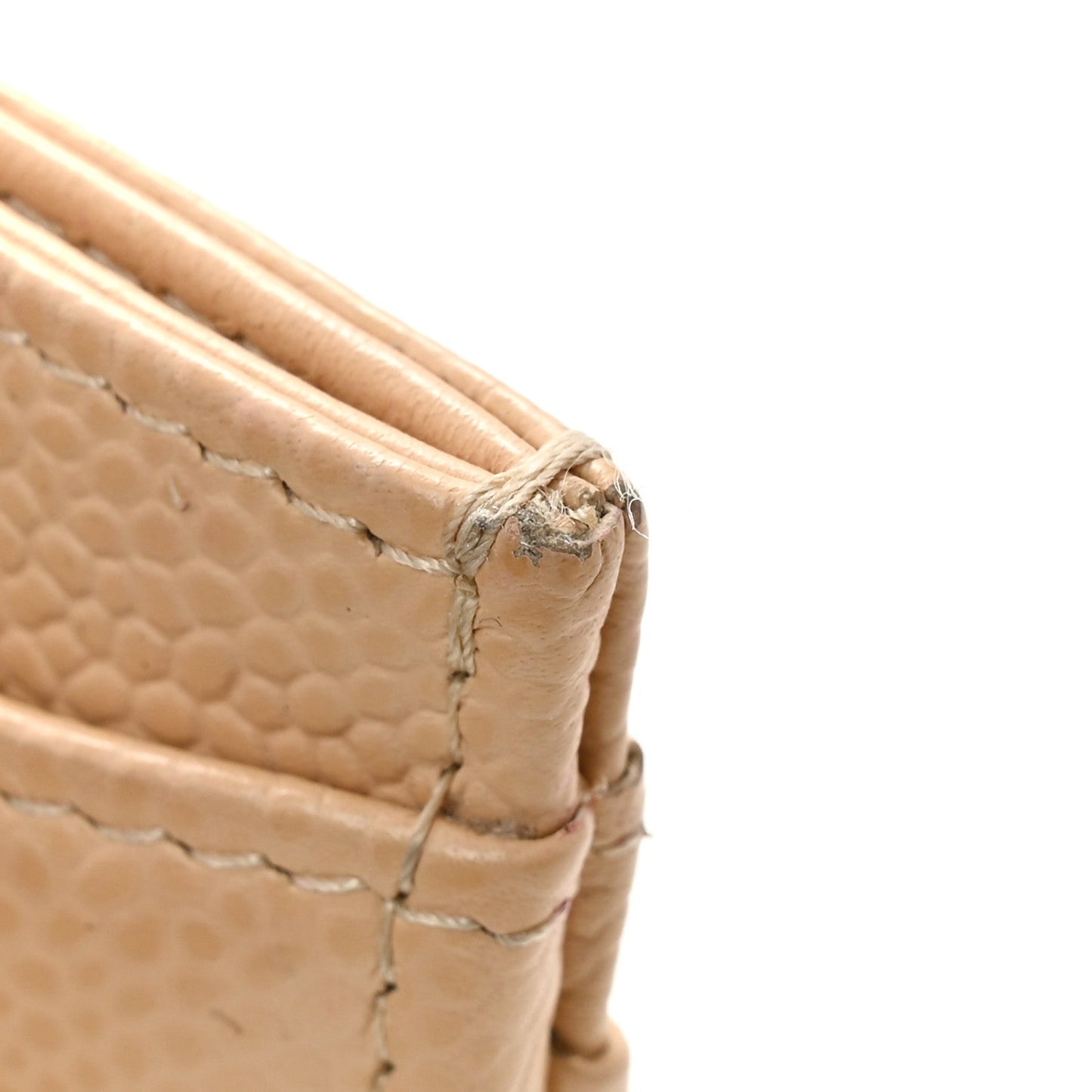 Caviar Quilted Card Holder Beige