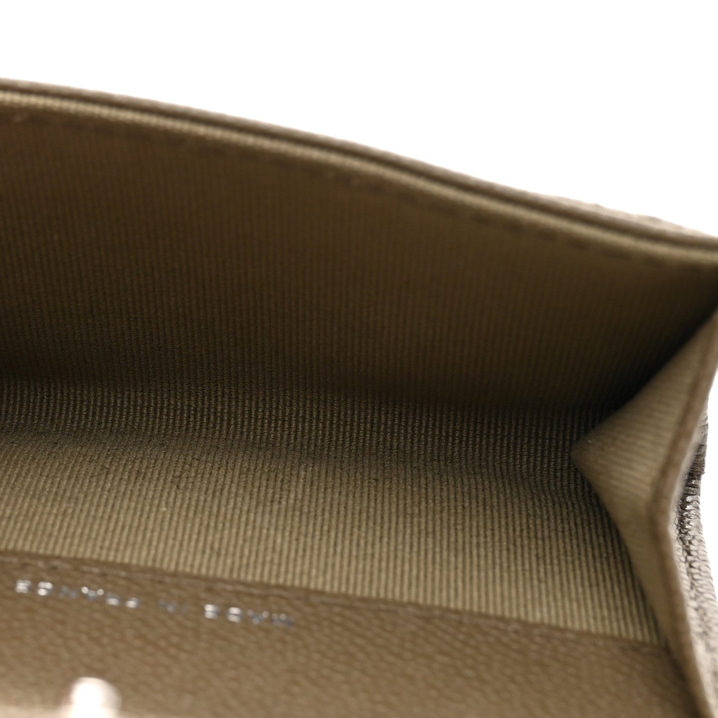 Caviar Quilted Flap Card Holder Wallet Dark Khaki
