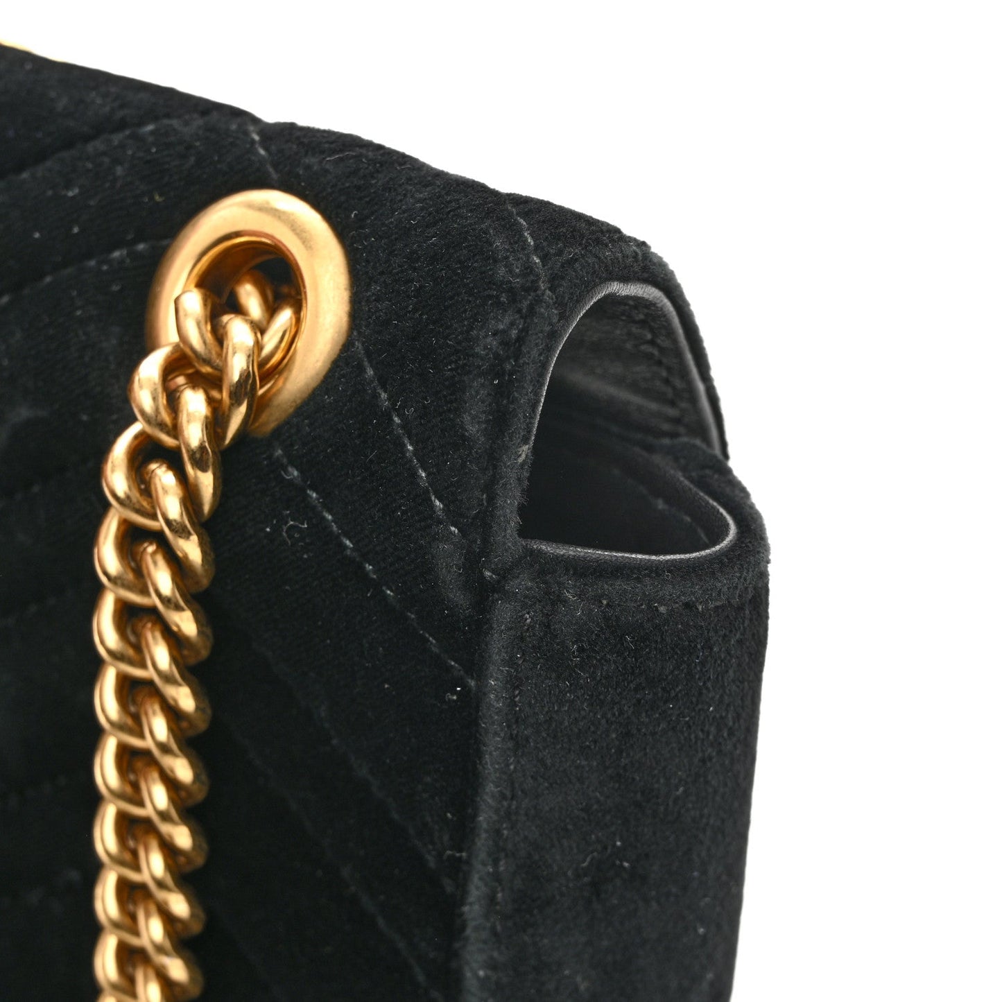 Velvet Matelasse Mini GG Marmont Shoulder Bag Black