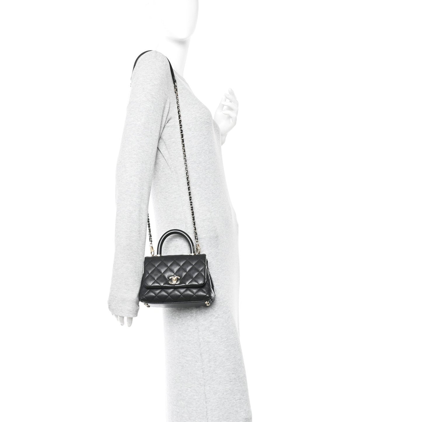 Caviar Quilted Extra Mini Coco Handle Flap Black