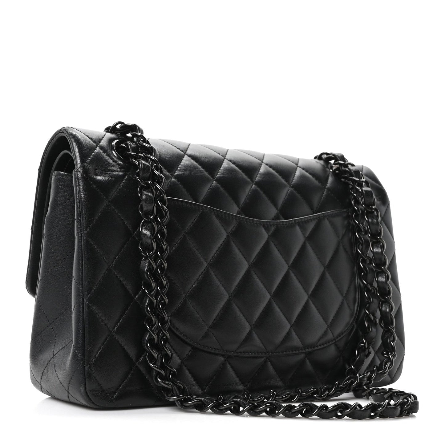 Lambskin Quilted Medium Double Flap So Black