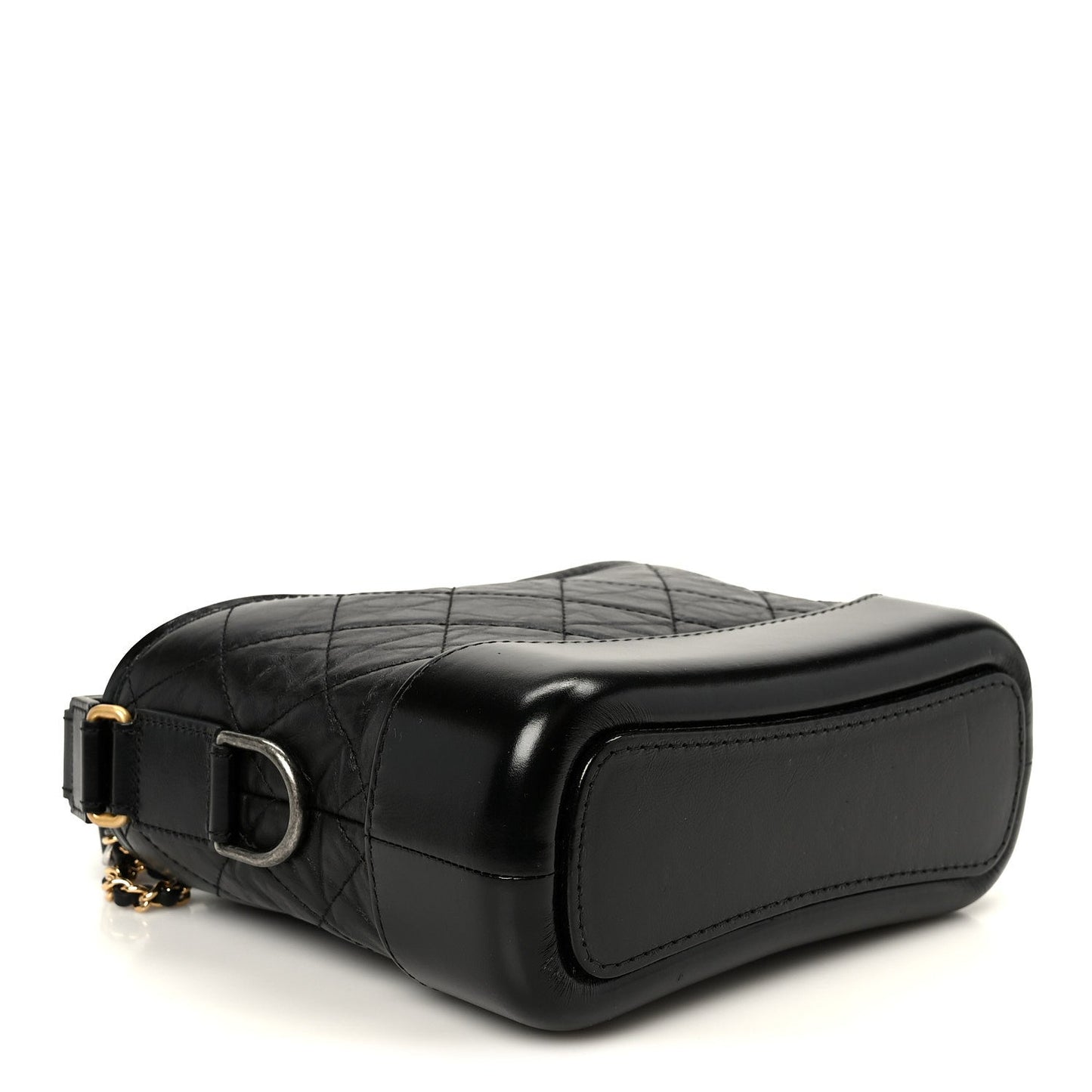 Aged Calfskin Quilted Small Gabrielle Hobo Black