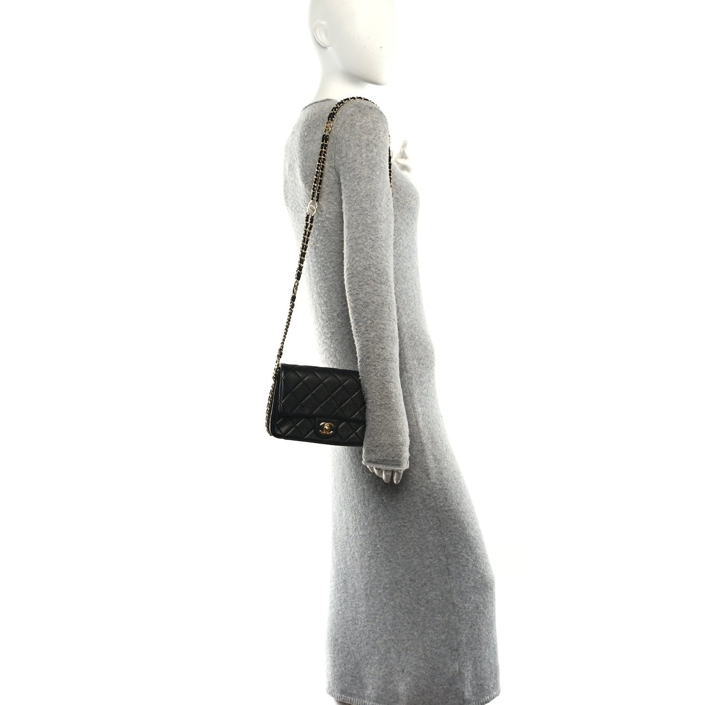 Caviar Quilted Mini CC You Flap Black