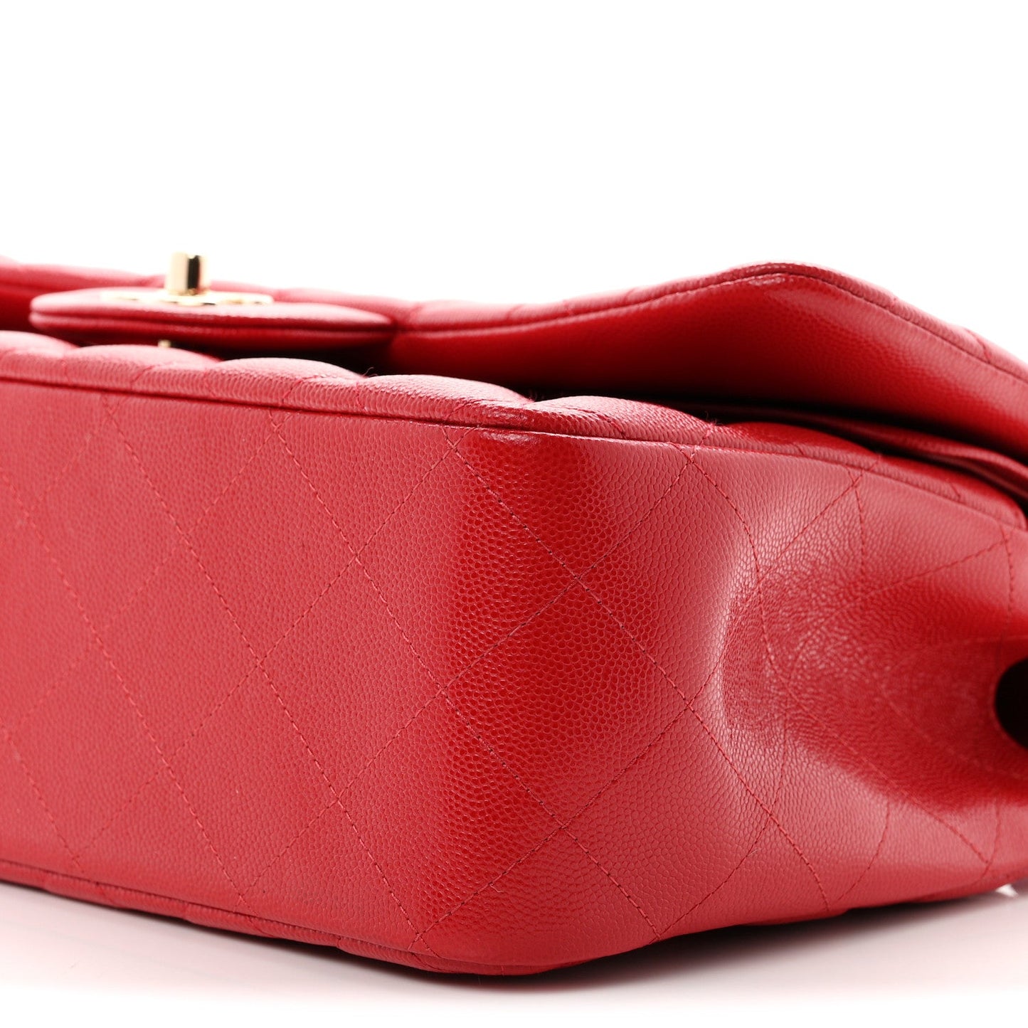 Caviar Quilted Jumbo Double Flap Red