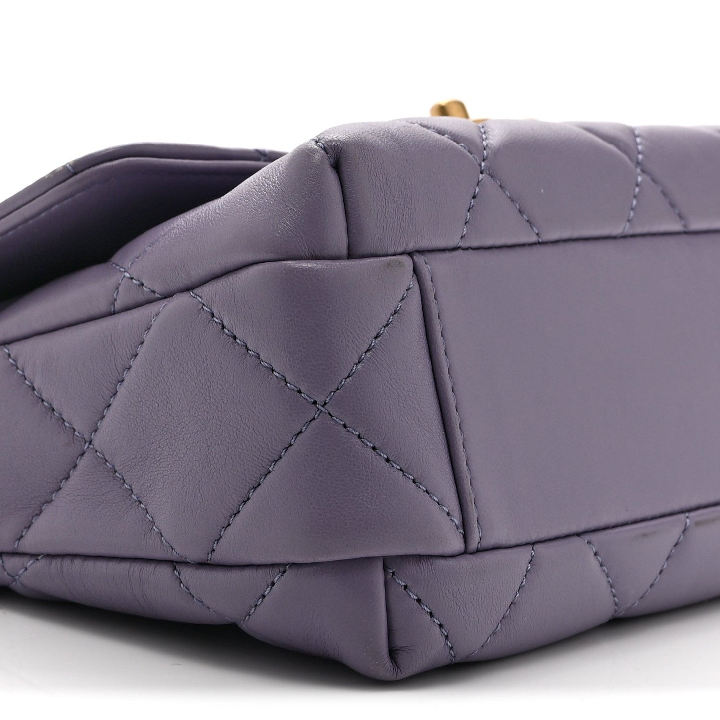 Shiny Lambskin Quilted Mini Pearl Logo Flap Light Purple