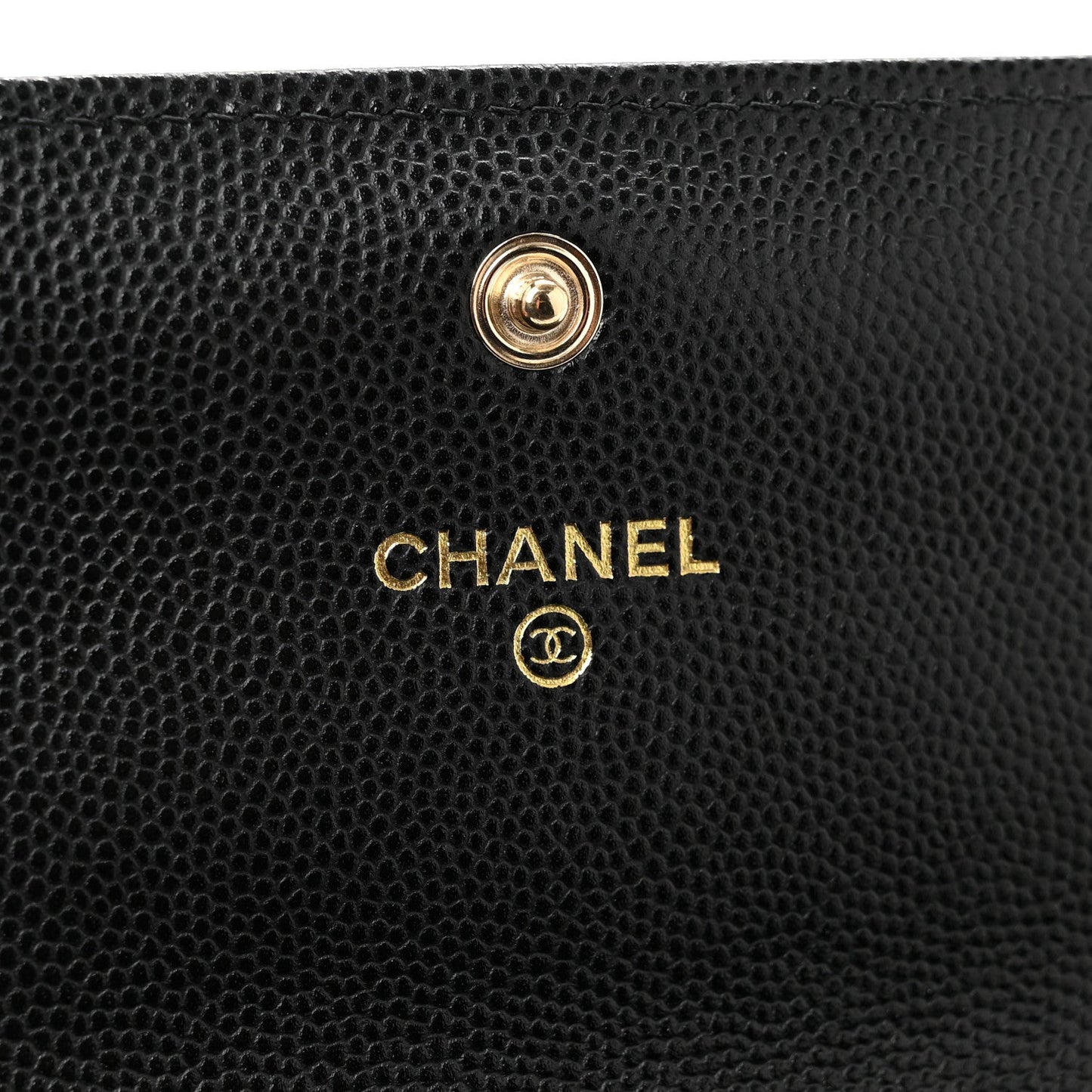 Caviar Quilted Crystal CC Large Gusset Flap Wallet Black