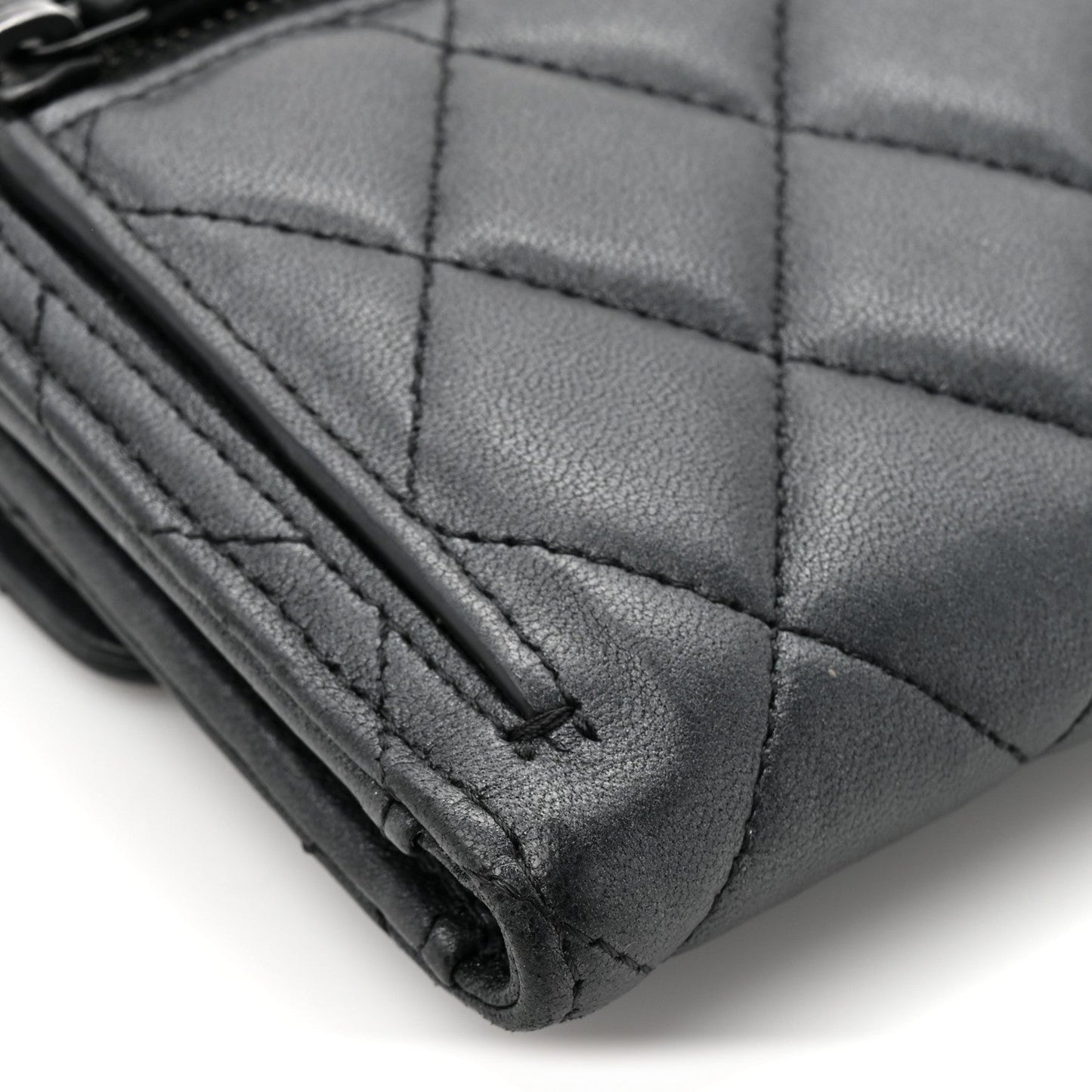 Lambskin Quilted Compact Flap Wallet So Black