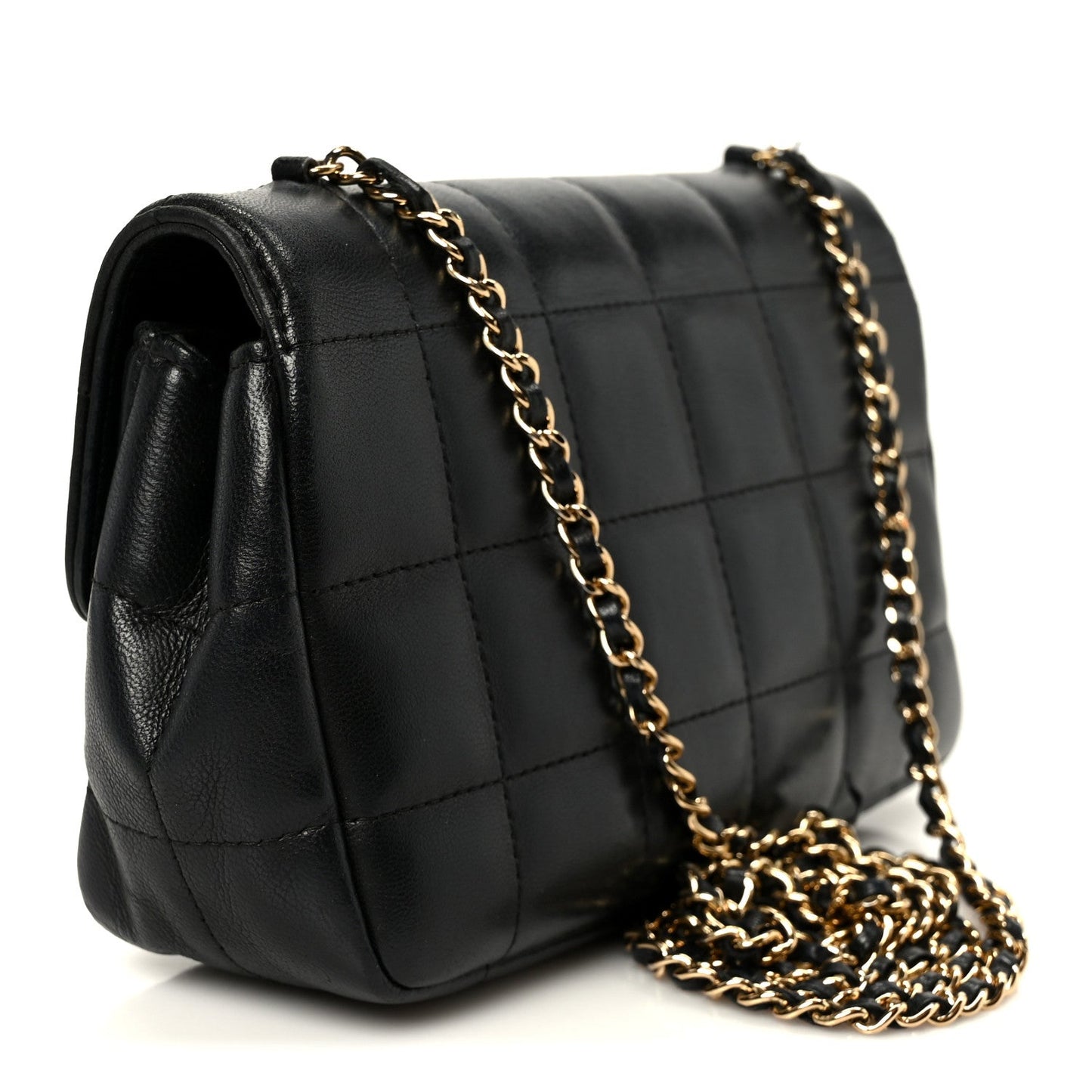 Lambskin Quilted Mini Chocolate Bar Flap Black