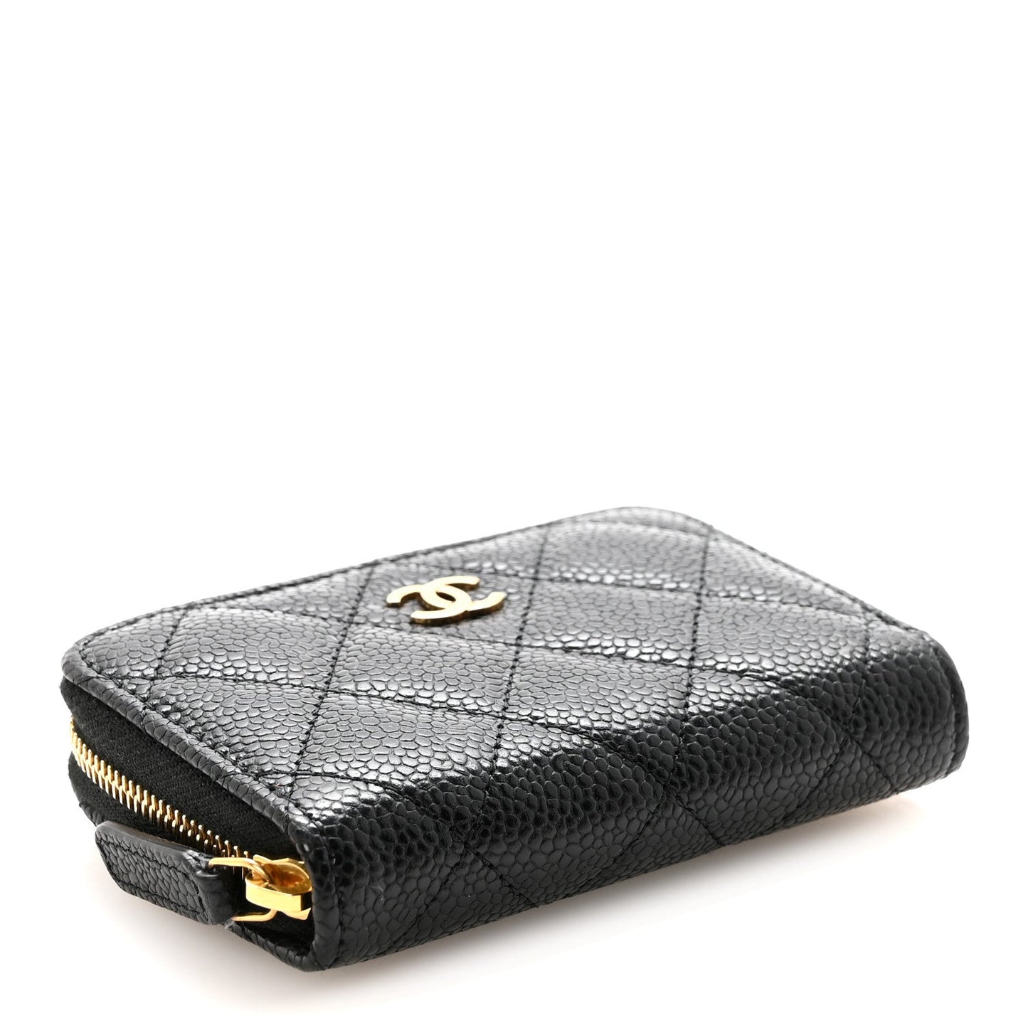 Caviar Quilted Zip Coin Purse Black