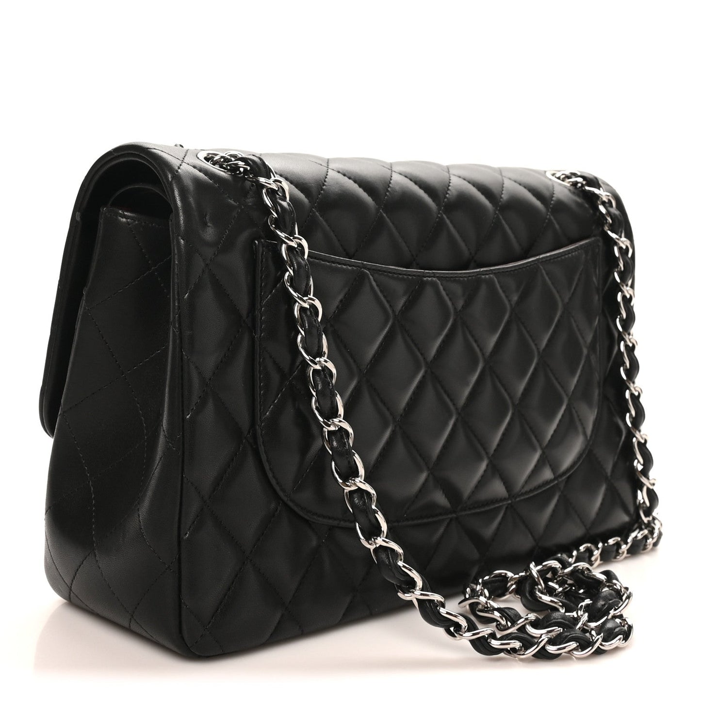 Lambskin Quilted Jumbo Double Flap Black