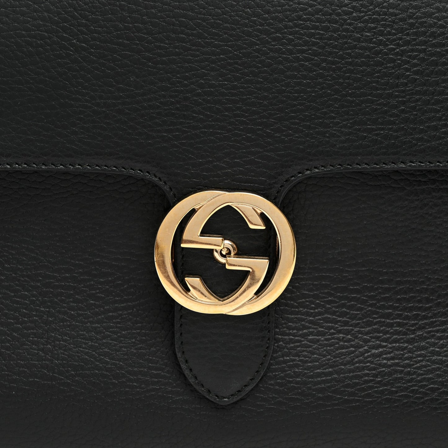 Dollar Calfskin Medium Interlocking G Top Handle Shoulder Bag Black