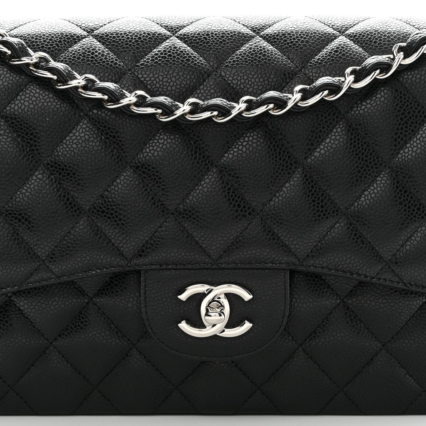 Caviar Quilted Jumbo Double Flap Black