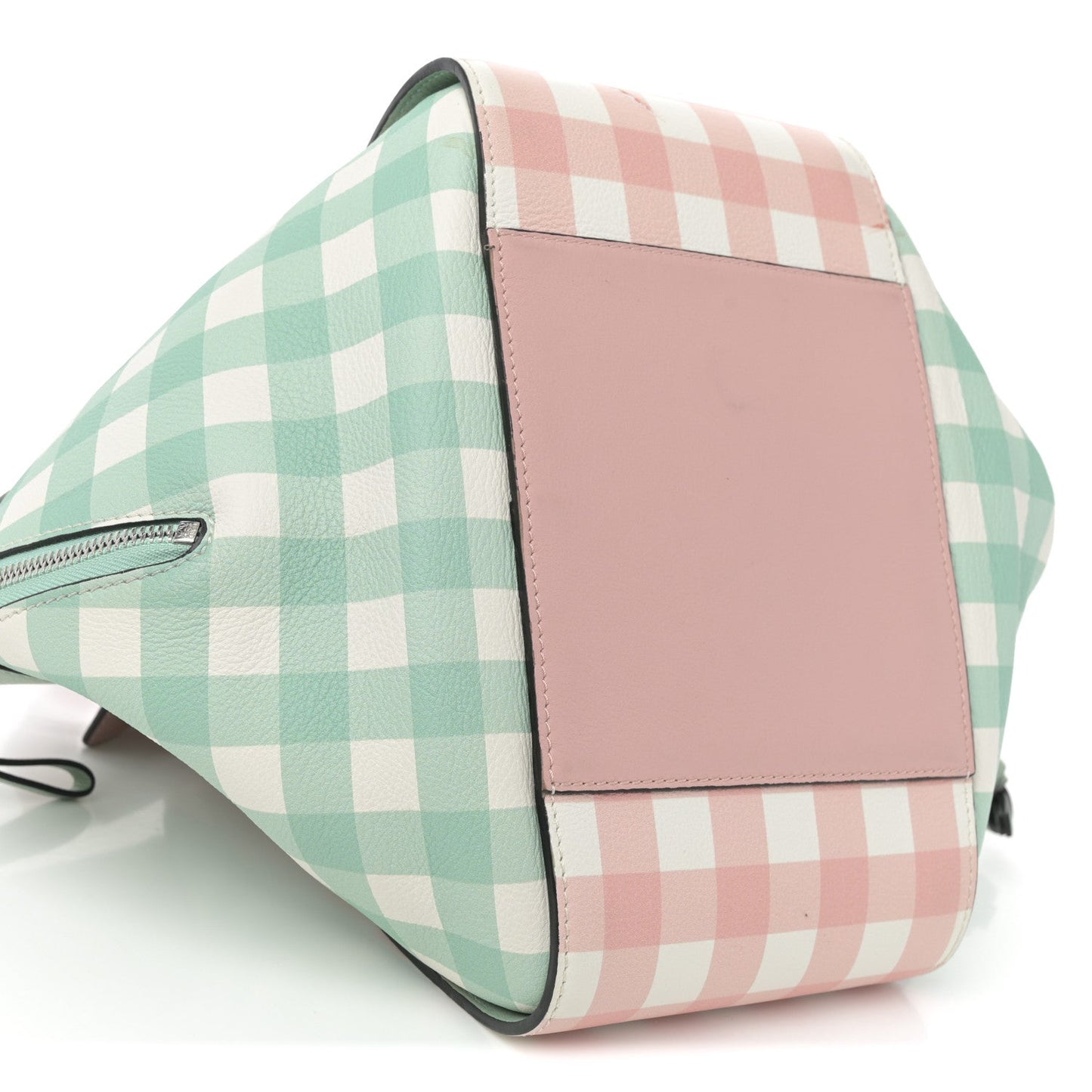 Calfskin Gingham Small Hammock Shoulder Bag Pink Green