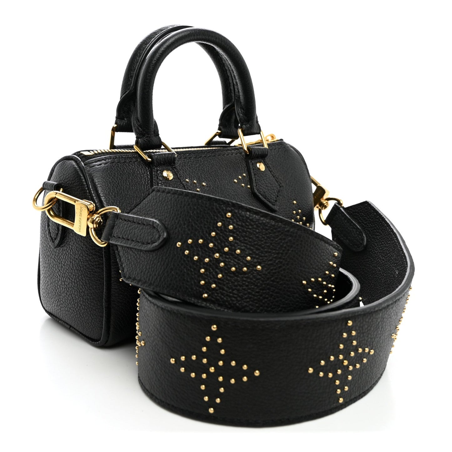 Grained Calfskin Studded Monogram Giant Nano Speedy Black