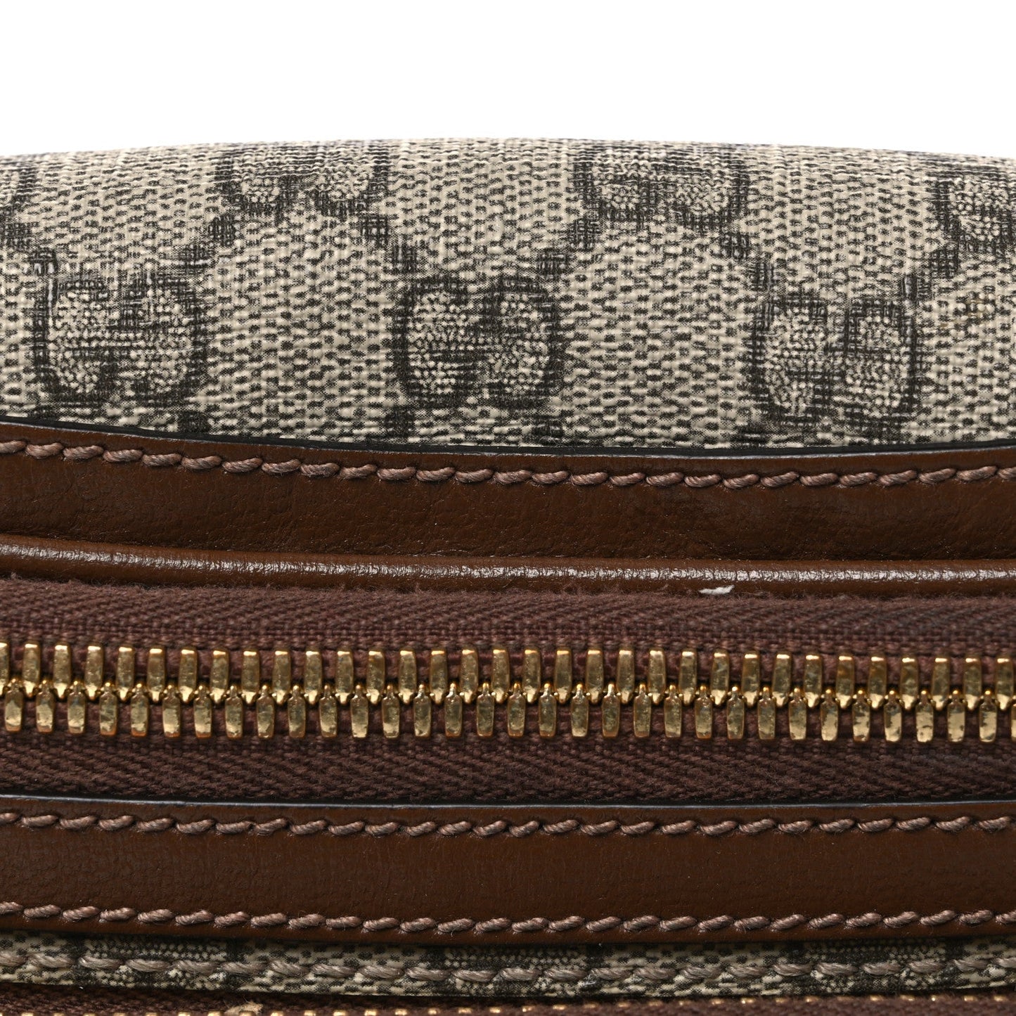GG Supreme Monogram Textured Calfskin Retro Interlocking G Belt Bag Beige Ebony Brown Sugar