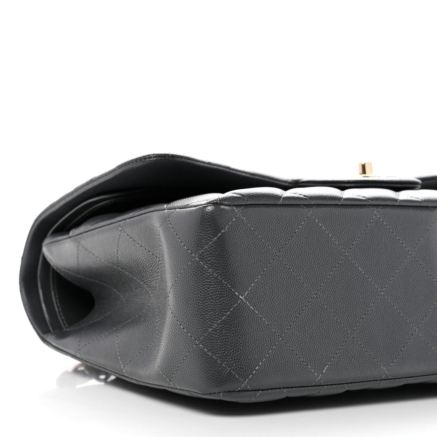 Caviar Quilted Jumbo Double Flap Dark Grey
