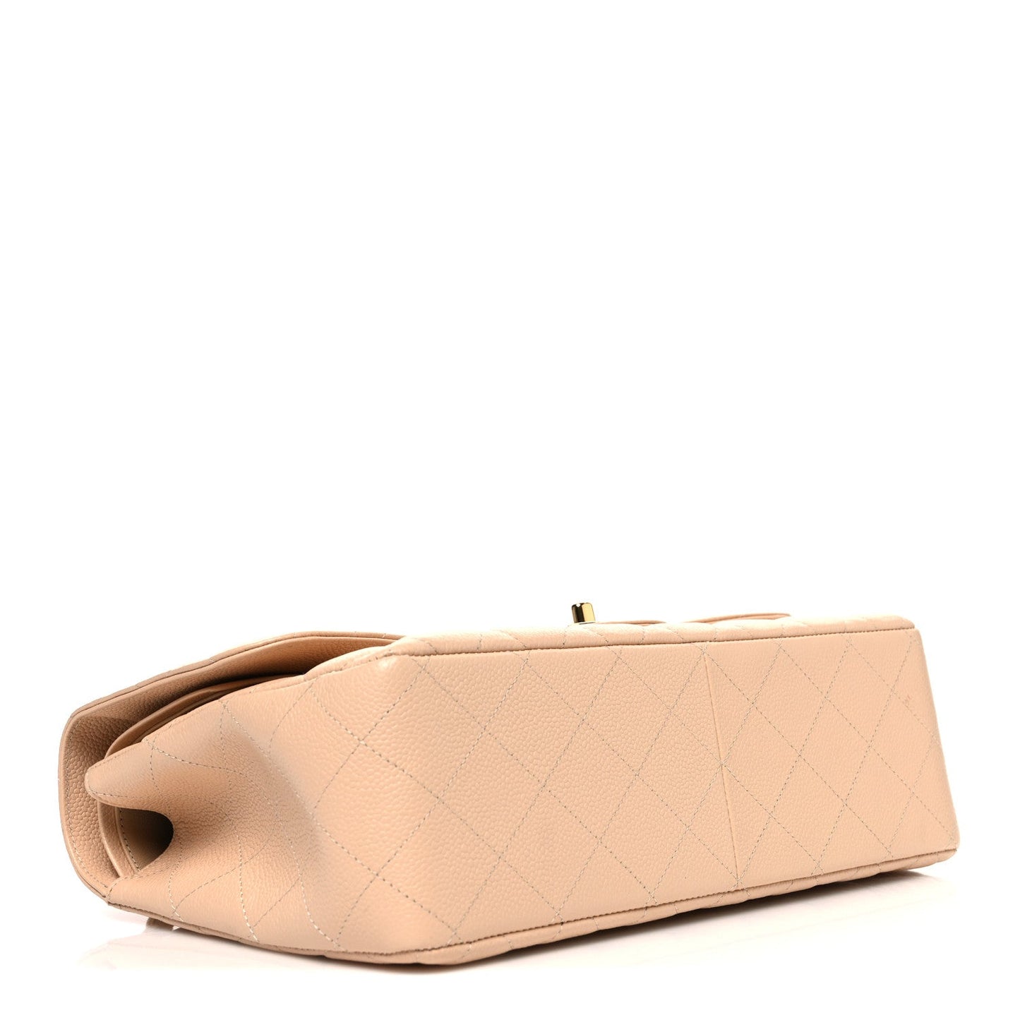 Caviar Quilted Jumbo Double Flap Beige