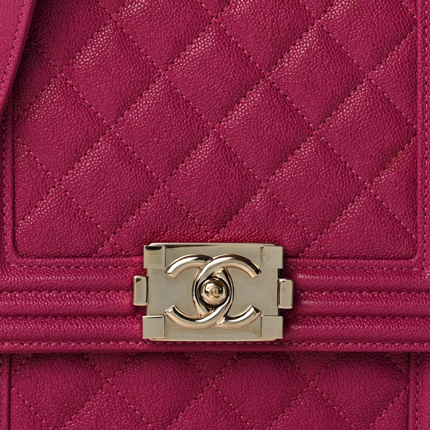 Caviar Quilted North South Boy Flap Fuchsia