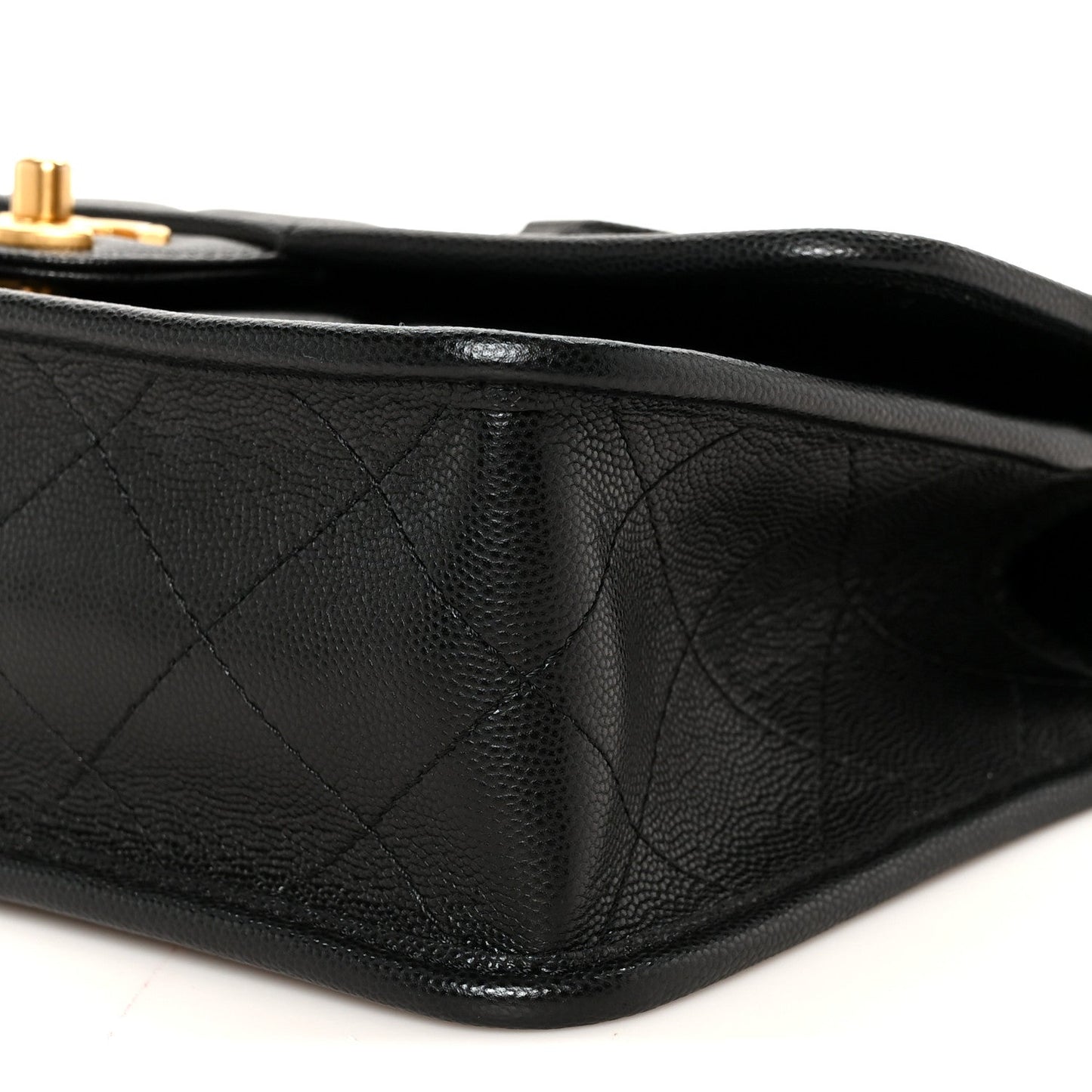 Caviar Quilted School Memory Small Top Handle Flap Black