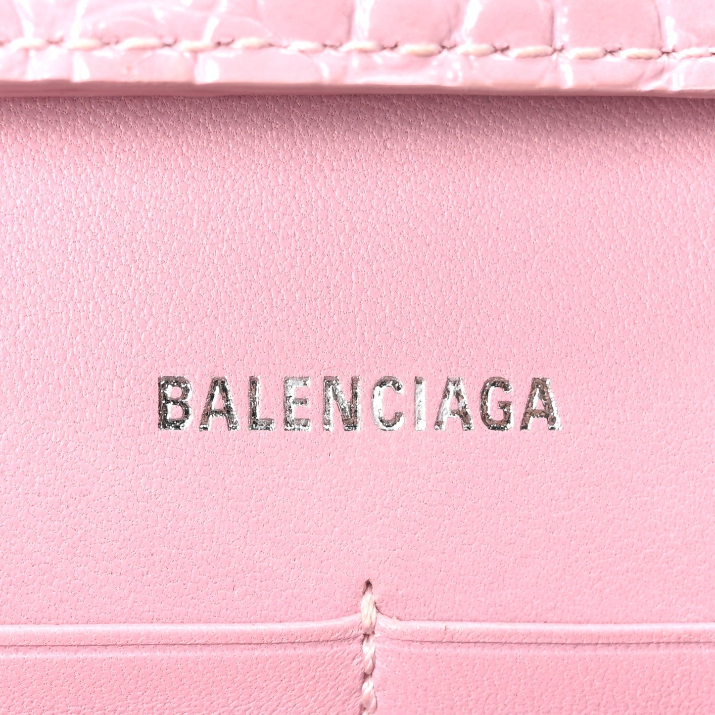 Shiny Calfskin Crocodile Embossed Hourglass Chain Bag Powder Pink