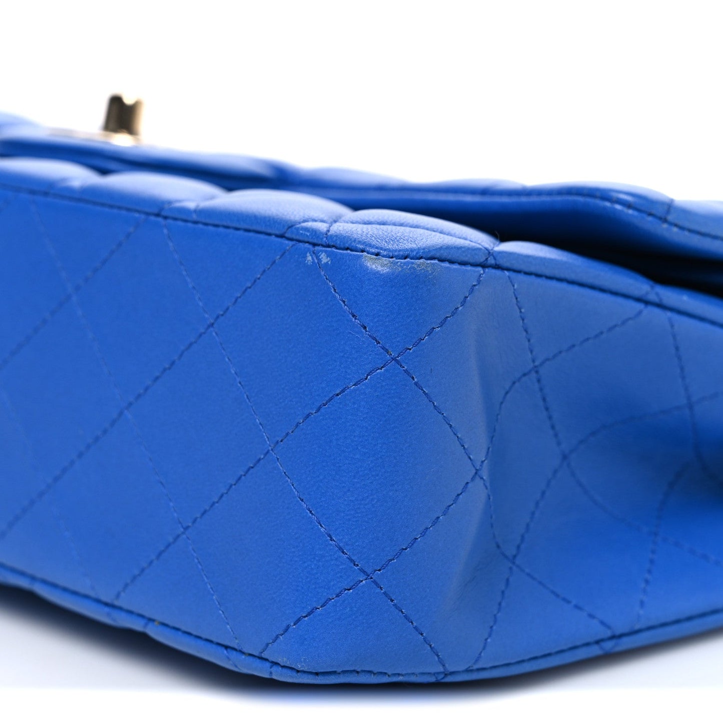 Lambskin Quilted Medium Double Flap Blue