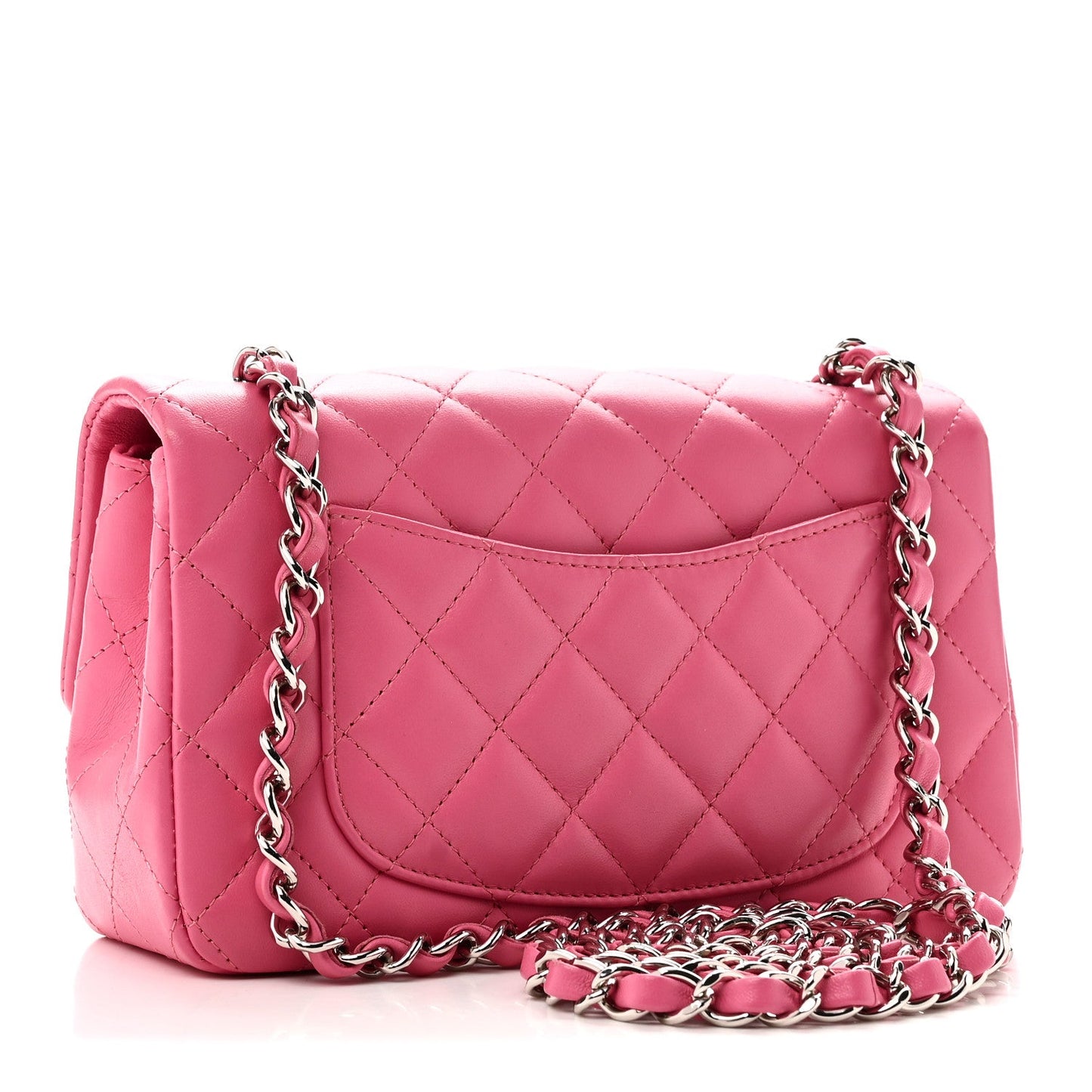 Lambskin Quilted Mini Rectangular Flap Pink