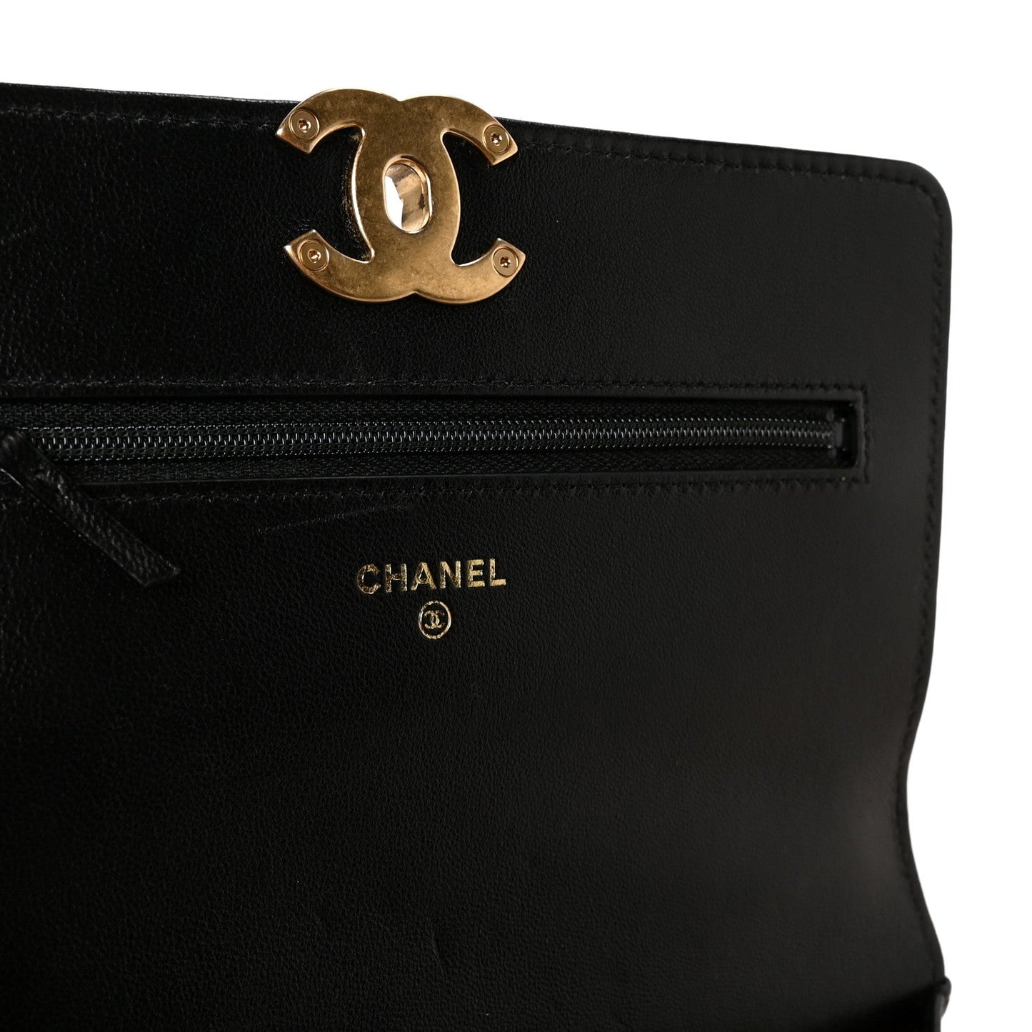 Lambskin Quilted Chanel 19 Wallet On Chain WOC Black