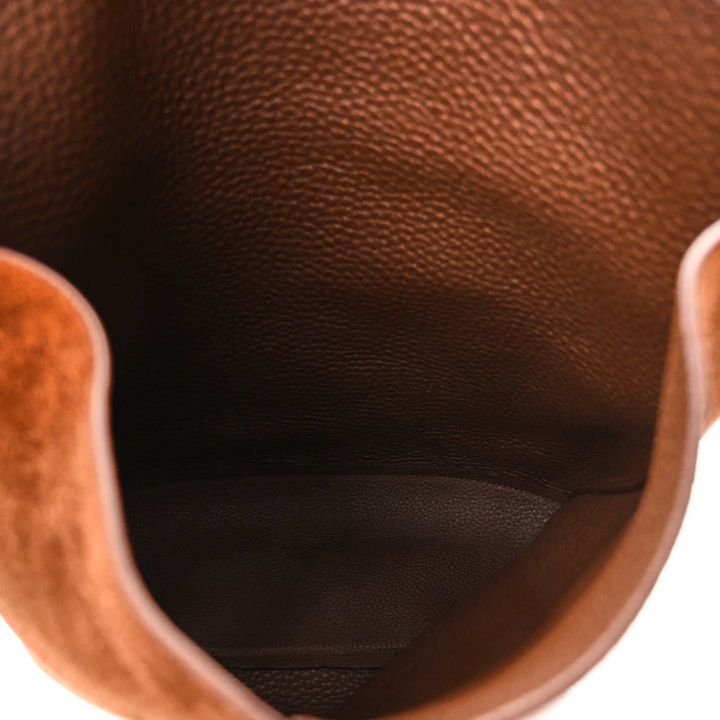 Suede Calfskin Reversible Triomphe Bucket Bag Brown