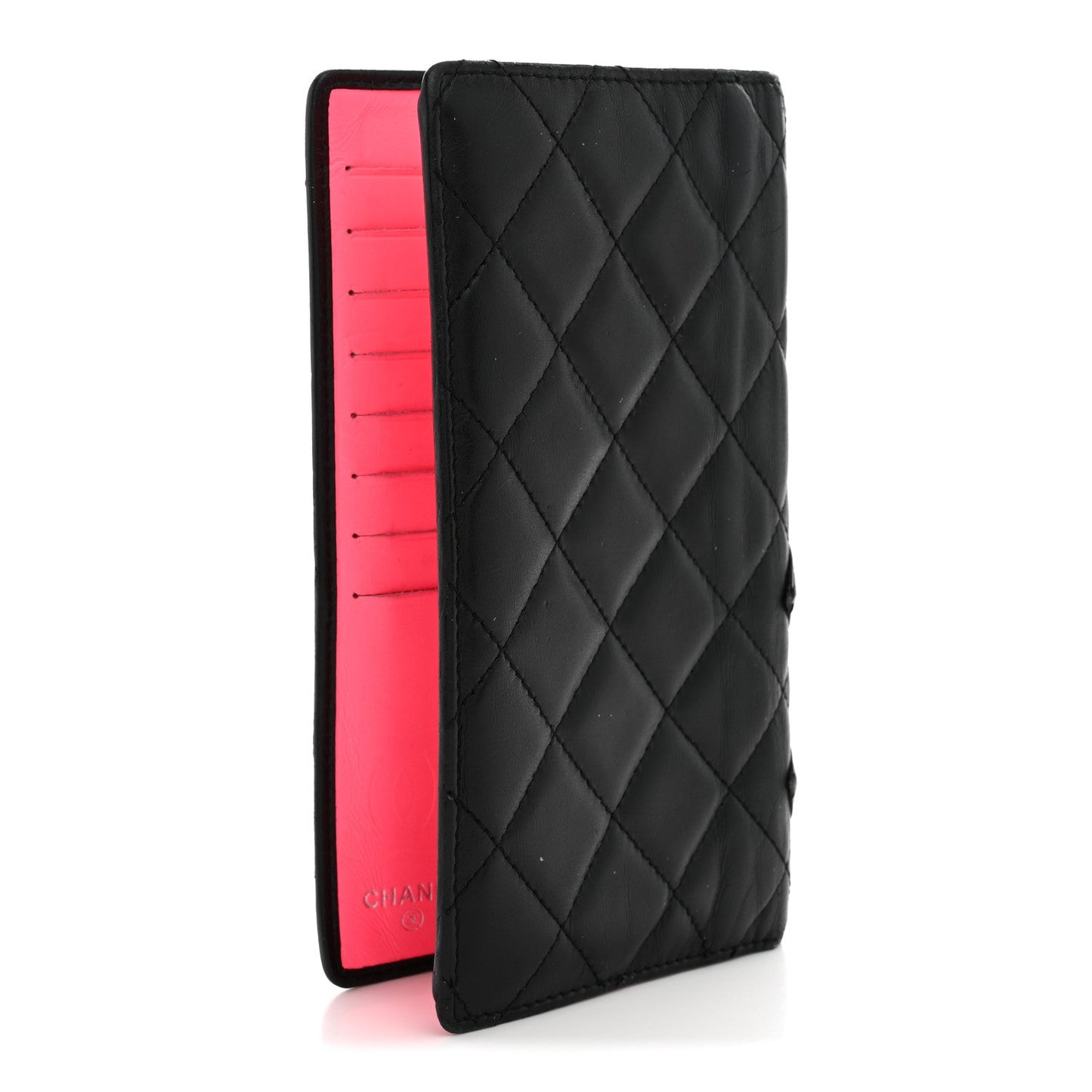 Calfskin Quilted Cambon Yen Wallet Black