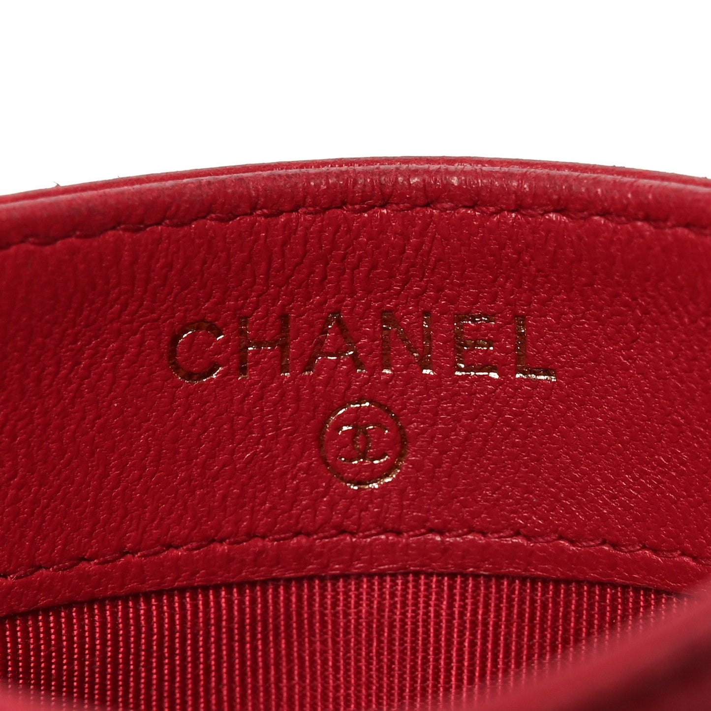Lambskin Quilted Card Holder Red