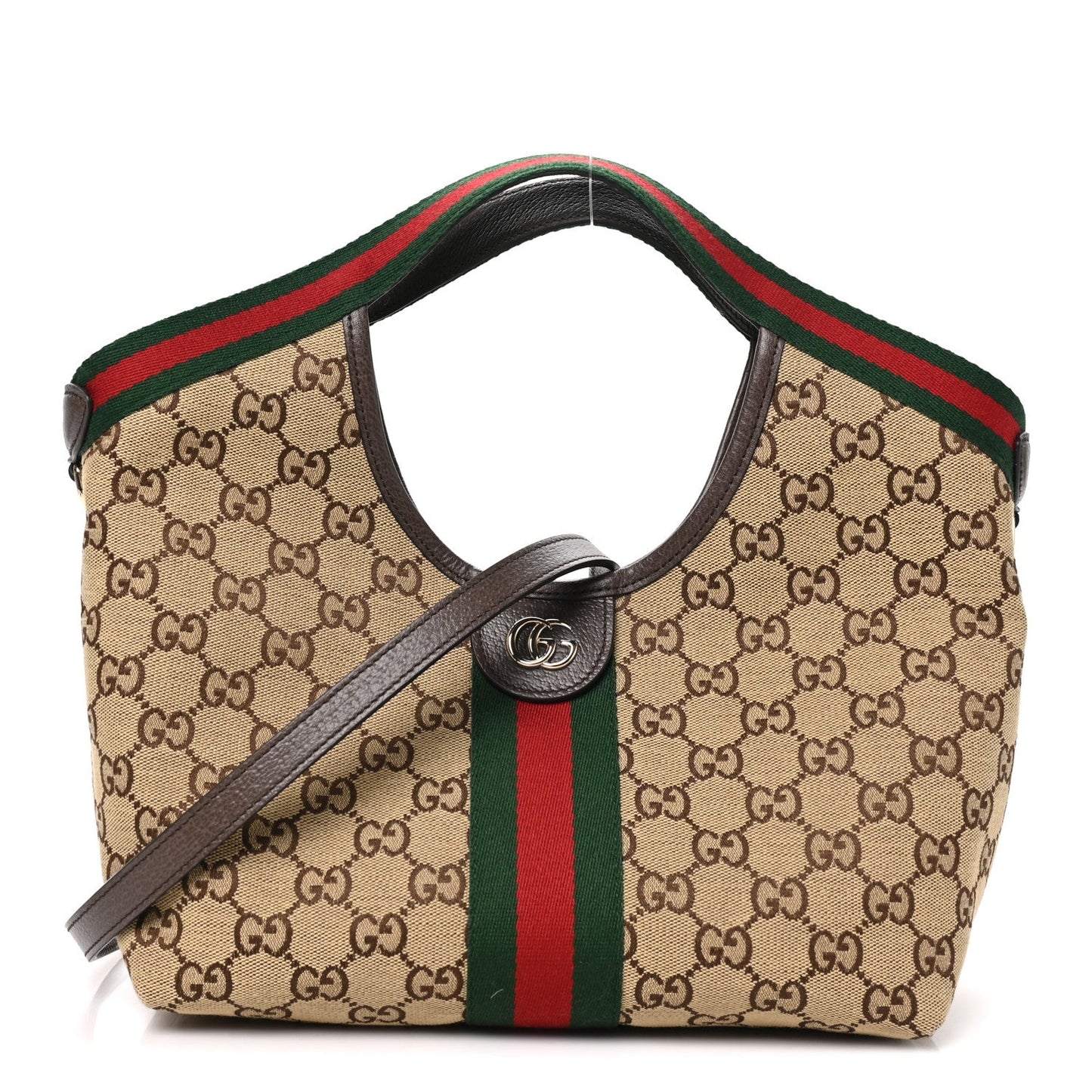 Monogram Web Small Giglio Tote Beige Dark Brown
