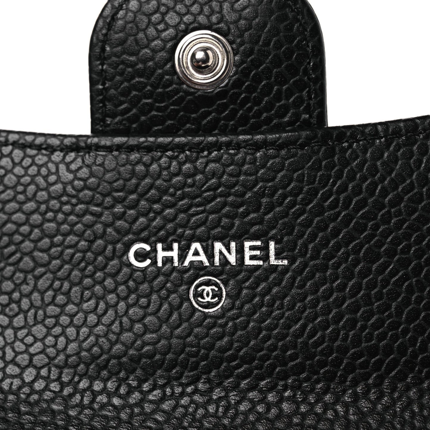 Caviar Quilted Flap Card Holder Wallet Black